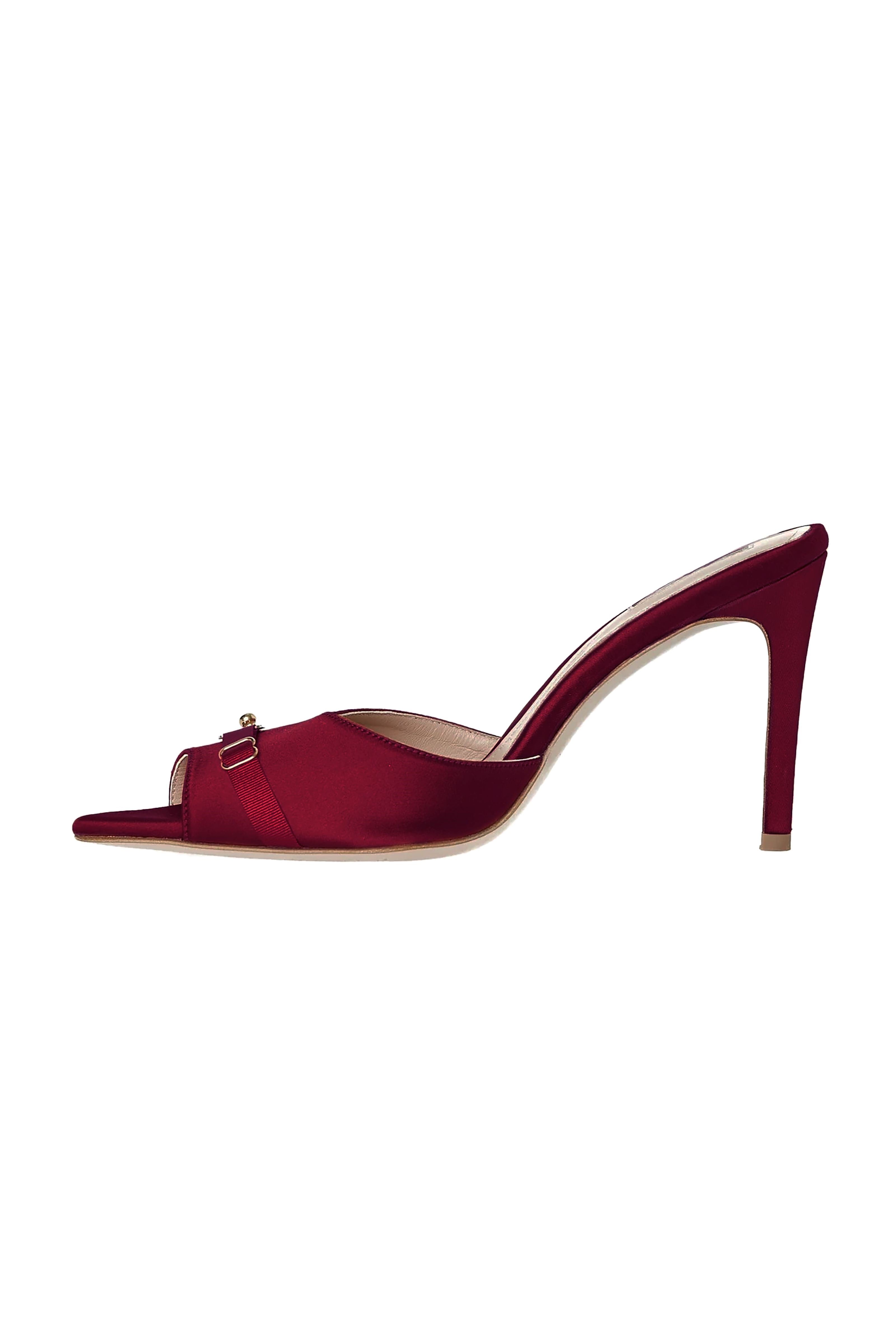 Pantofi rosii burgund din satin Secure