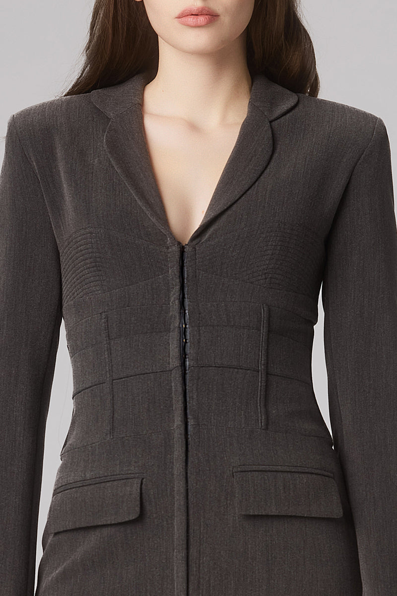Rochie blazer gri din lana Tomboy