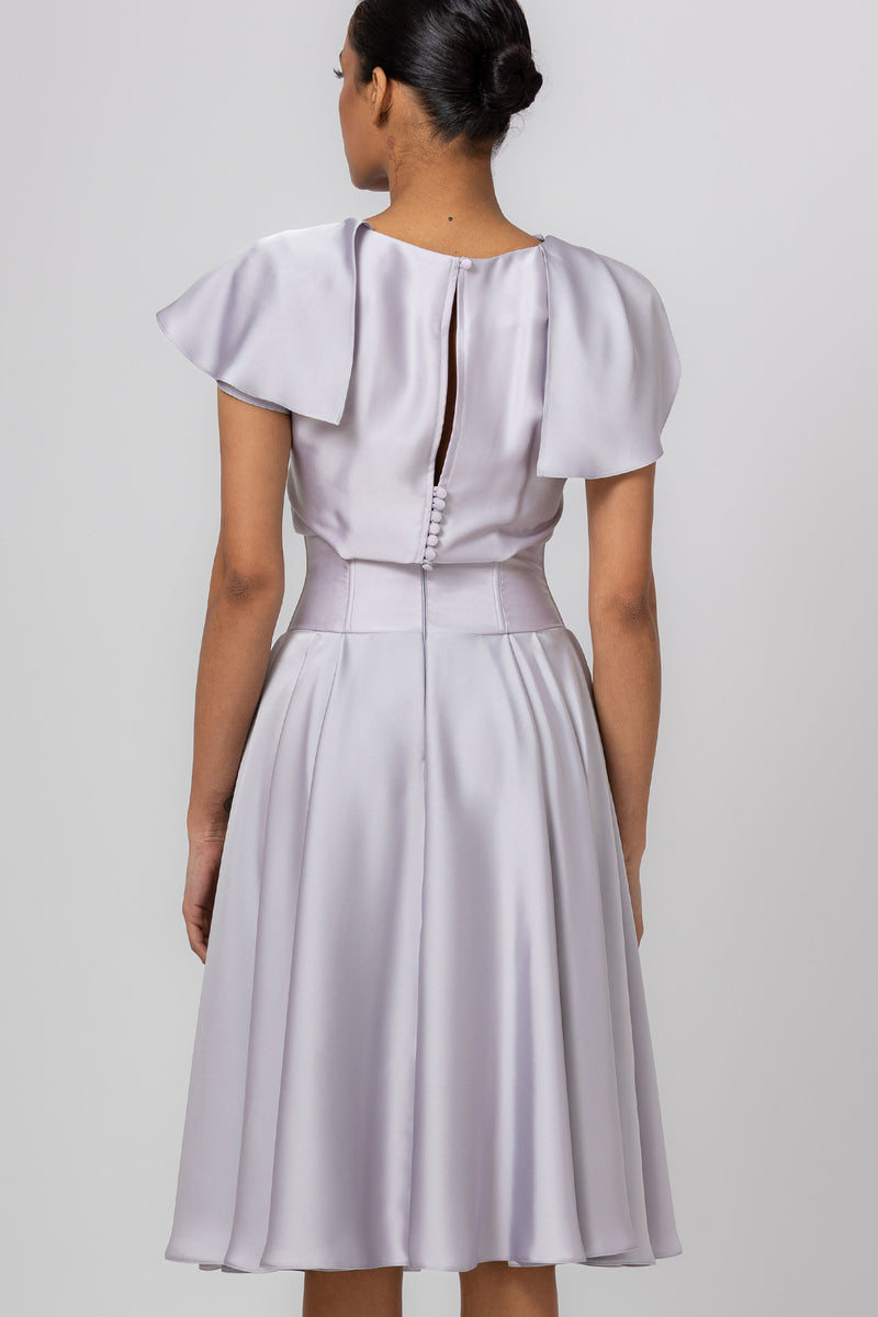 Rochie gri midi din satin premium Flap