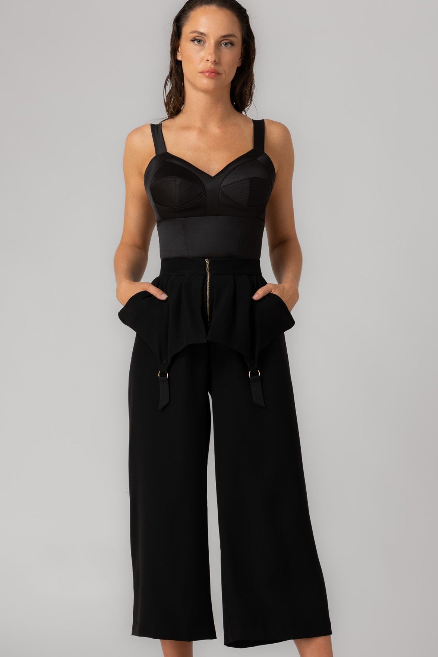 Corset negru din satin elastic Sculpt