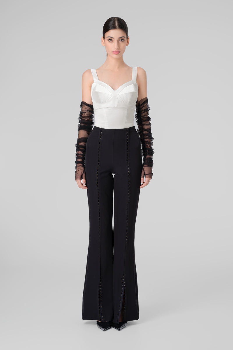 Corset alb din satin cu cupe Sculpt