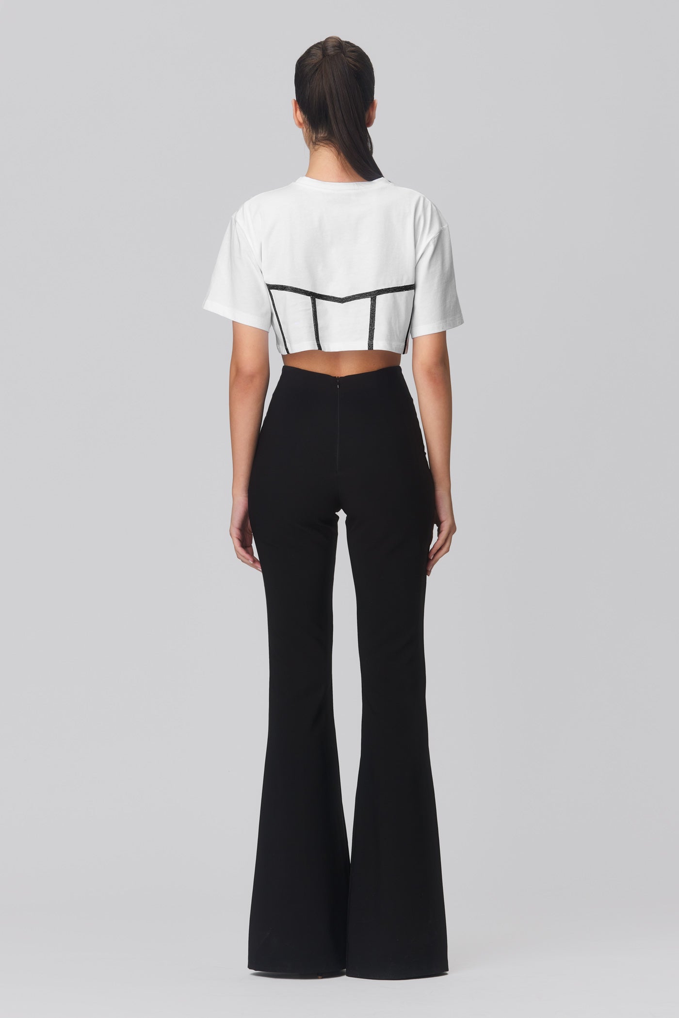Pantaloni negri lungi evazati Snap