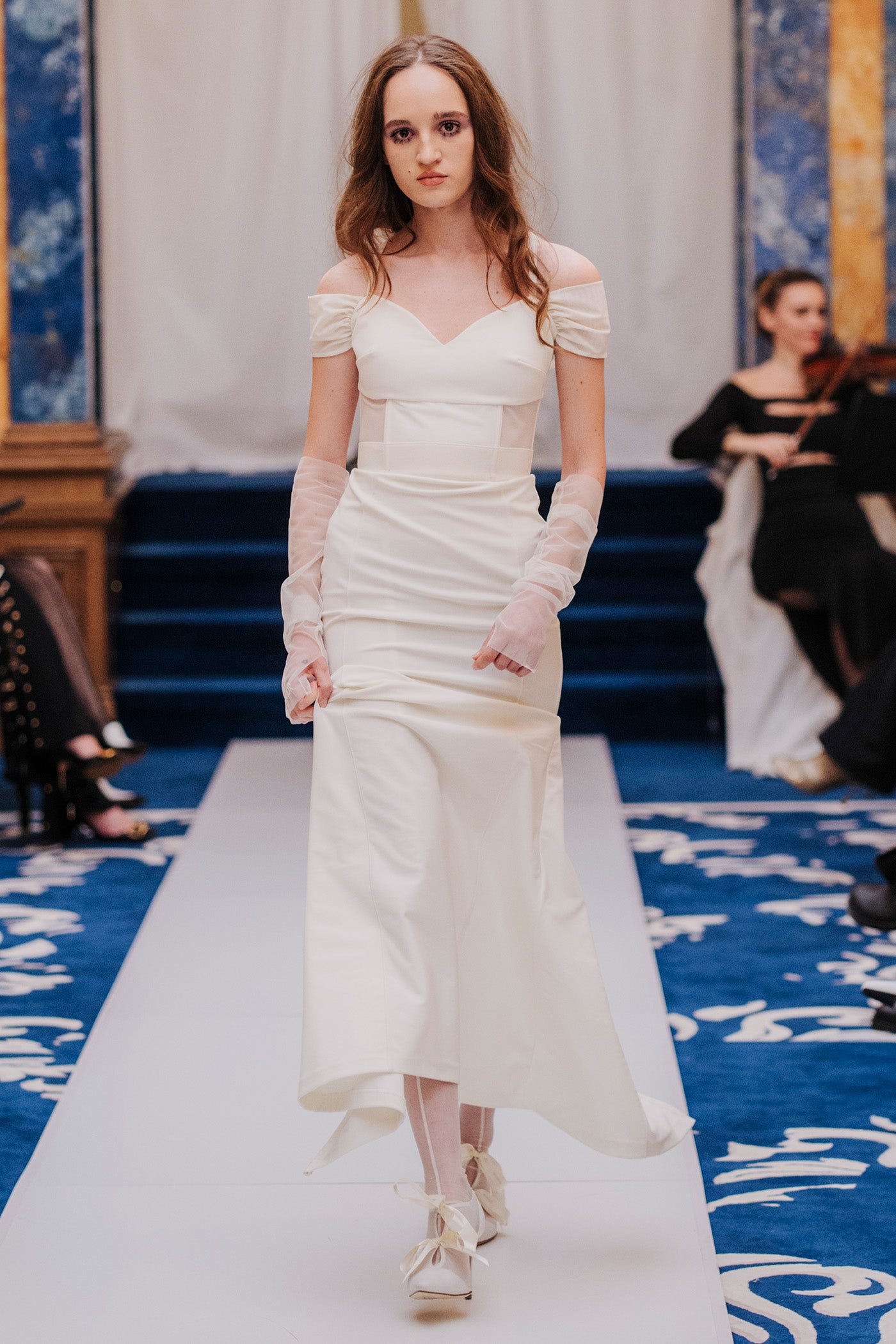 Rochie lunga alba mulata Stark