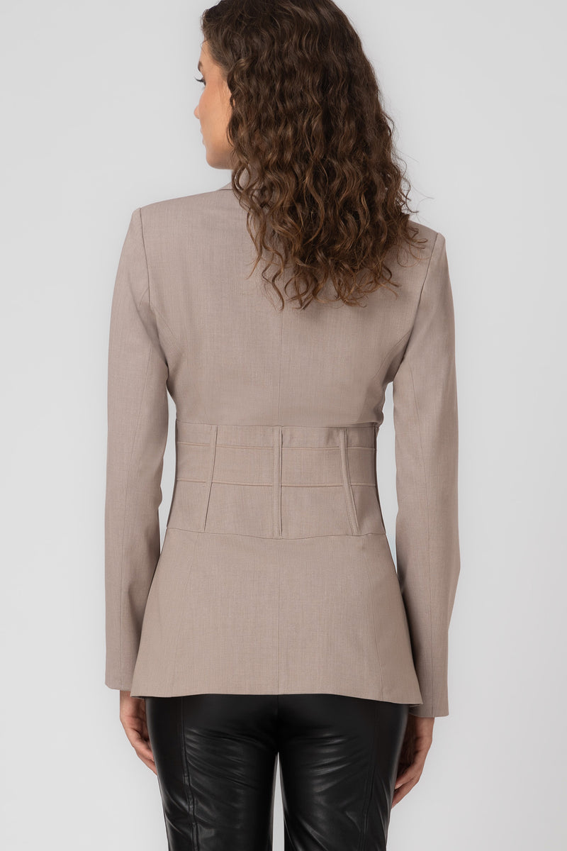 Blazer bej cu inchidere frontala Tomboy