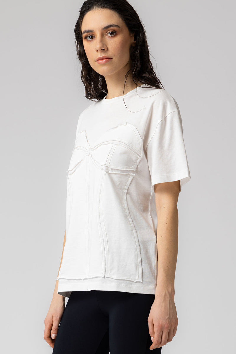 Tricou alb din bumbac organic Deconstructed