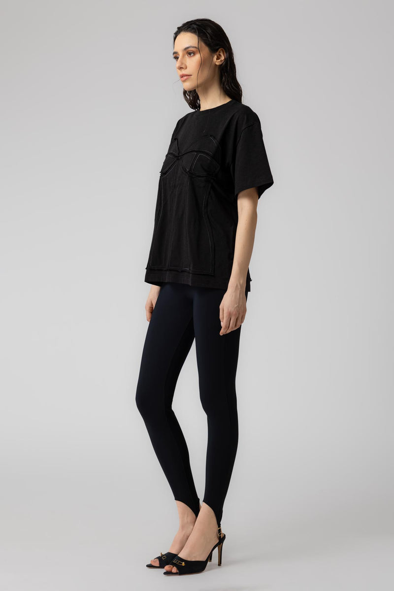 Tricou negru din bumbac organic Deconstructed