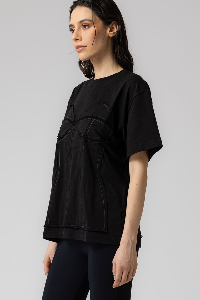 Tricou negru din bumbac organic Deconstructed