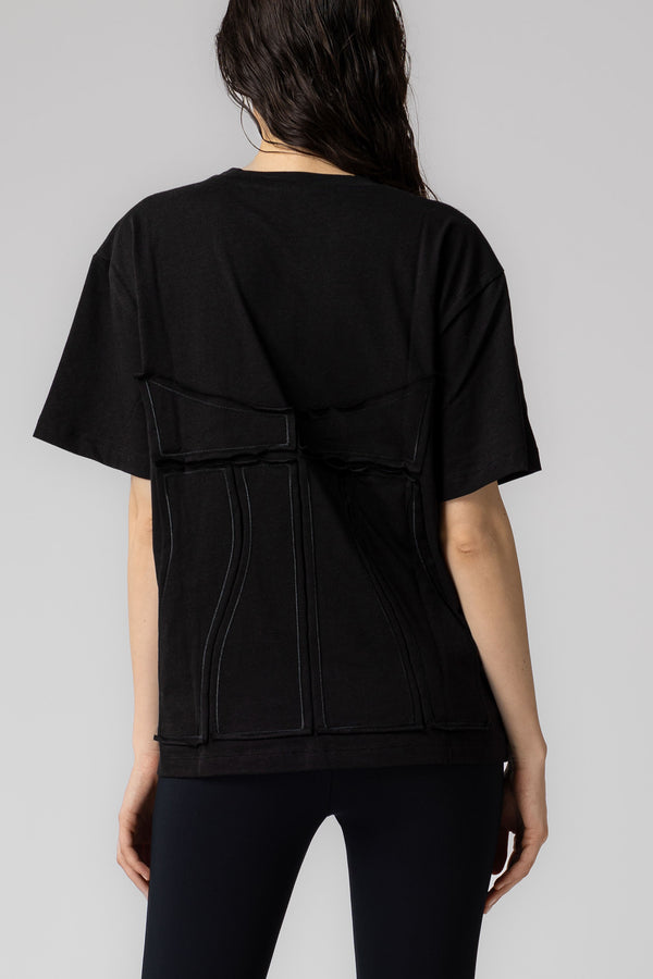 Tricou negru din bumbac organic Deconstructed