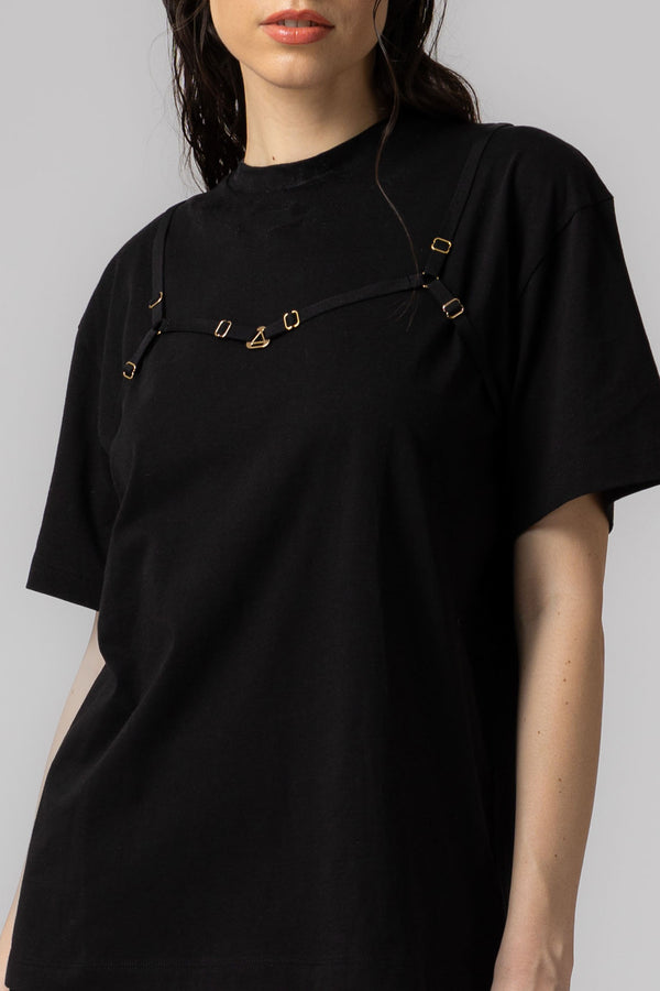 Tricou negru din bumbac organic Outline