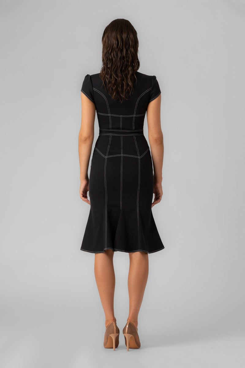 Rochie neagra din denim bi-elastic Underline