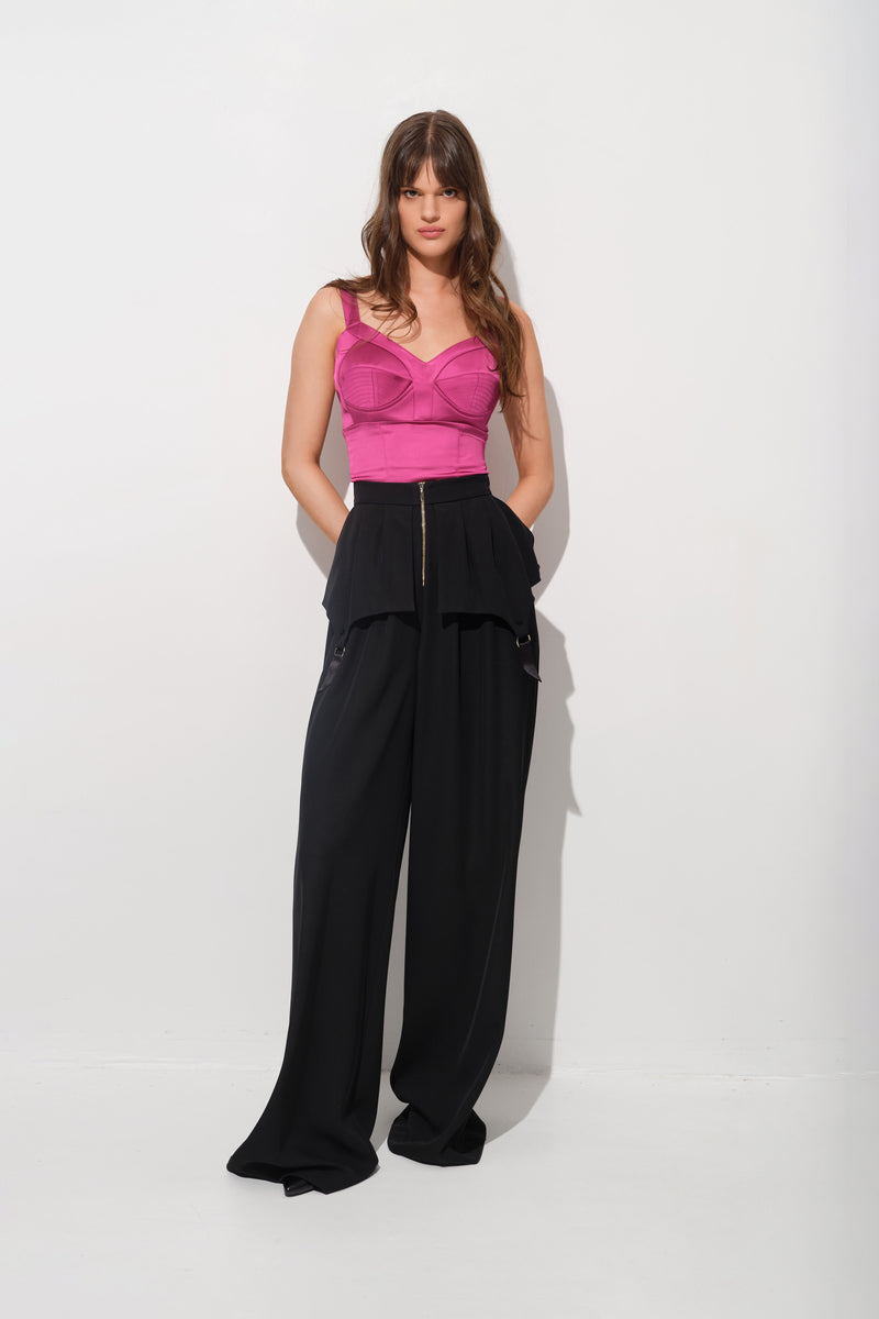 Pantaloni negri lungi evazati Blaze