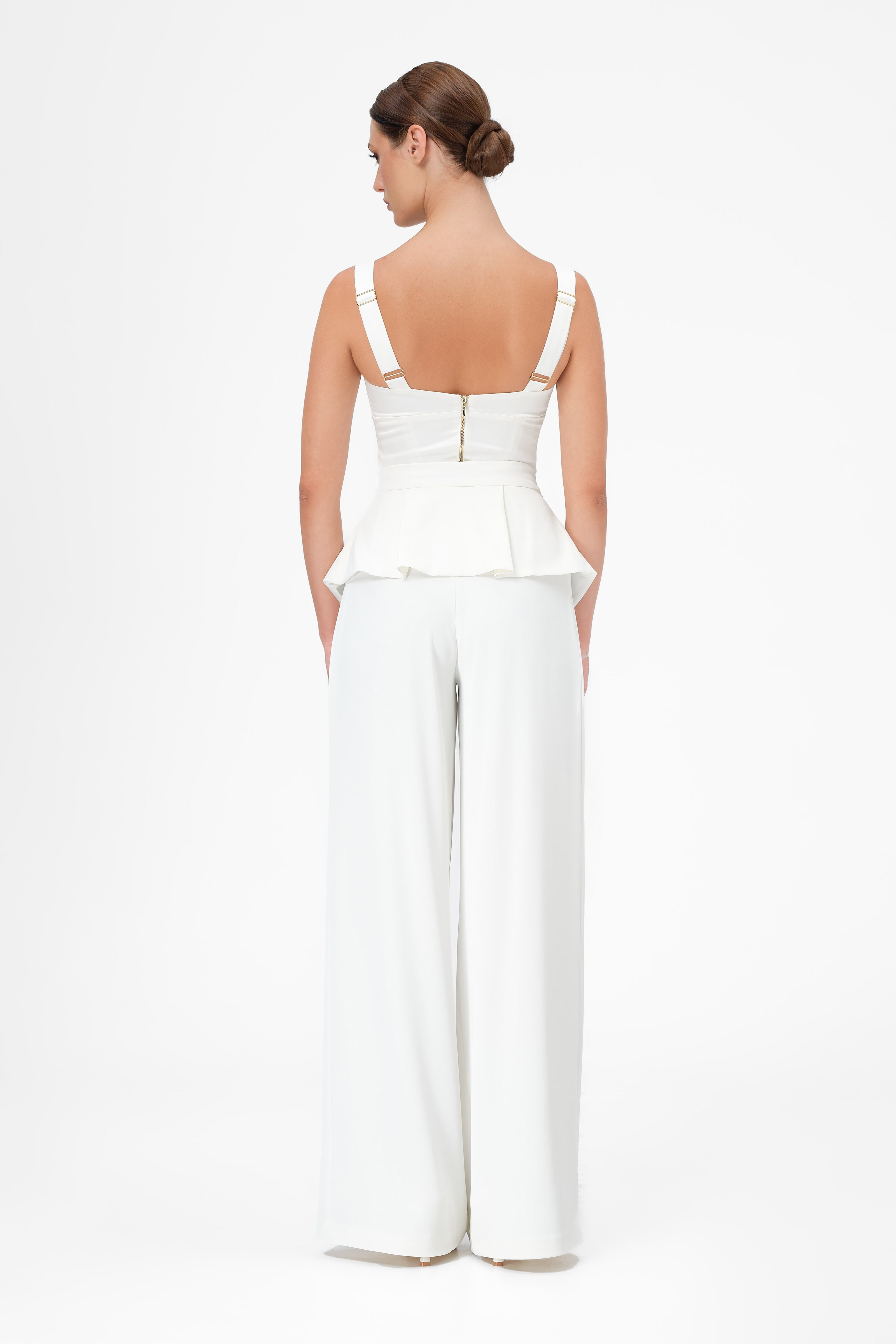 Pantaloni albi lungi evazati Blaze