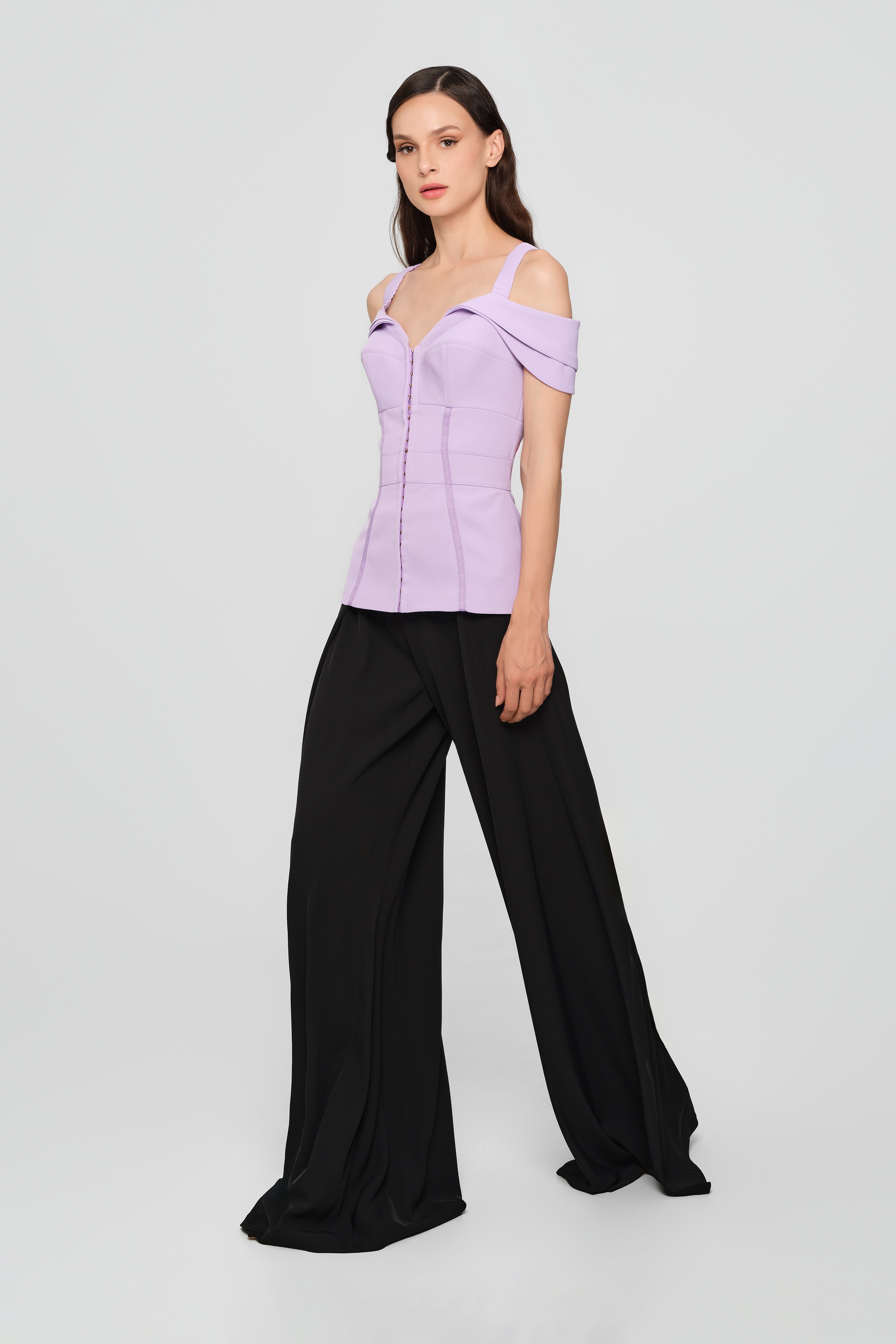 Corset lavanda cu maneci cazute Candy