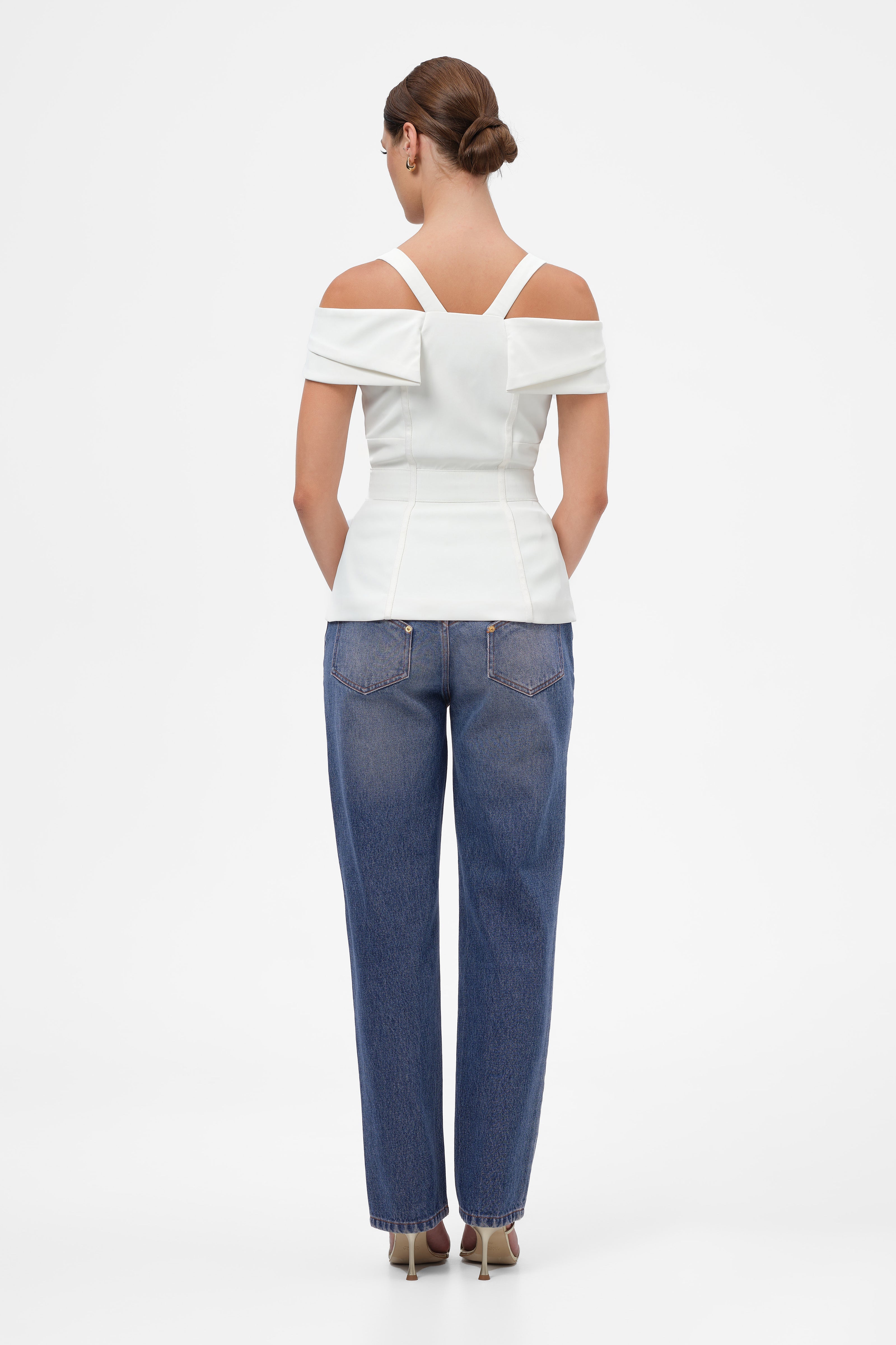 Corset alb cu maneci cazute Candy