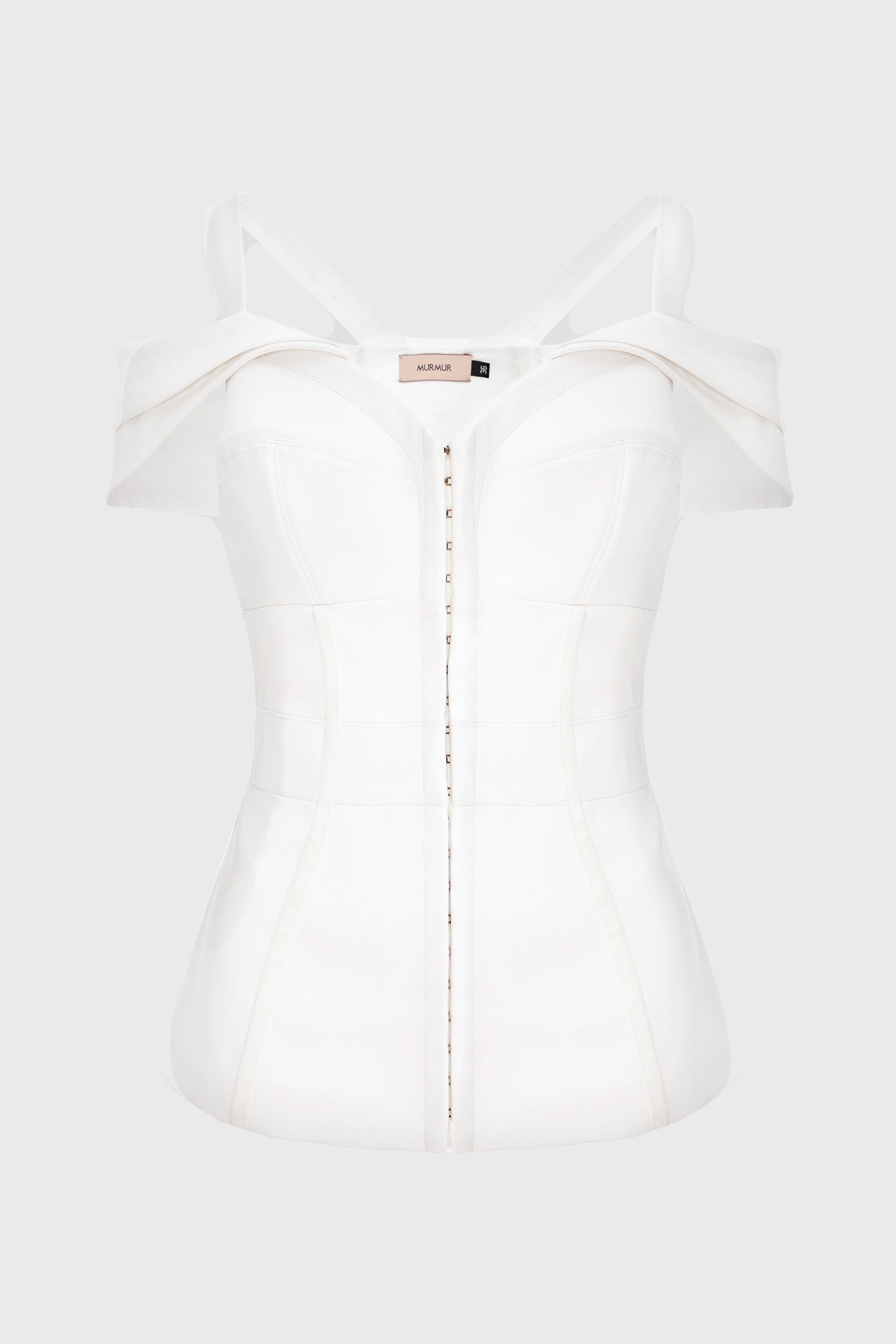 Corset alb cu maneci cazute Candy
