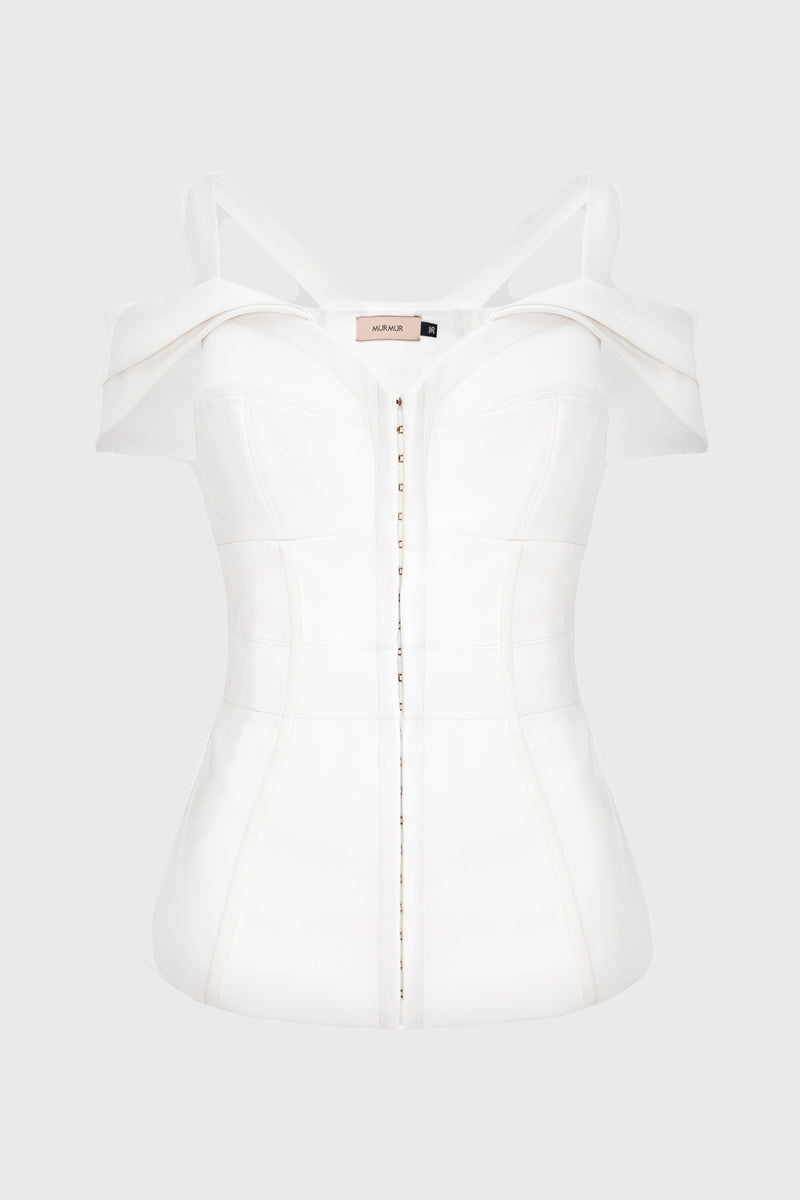 Corset alb cu maneci cazute Candy