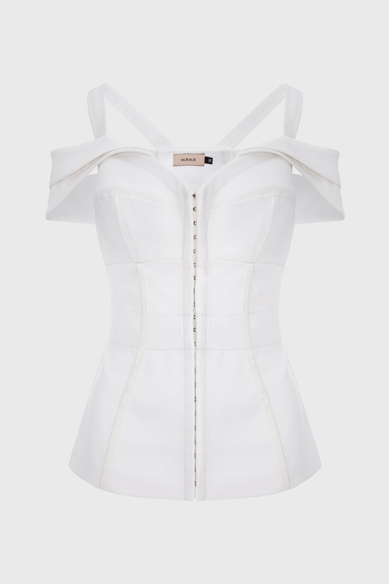 Corset alb cu maneci cazute Candy