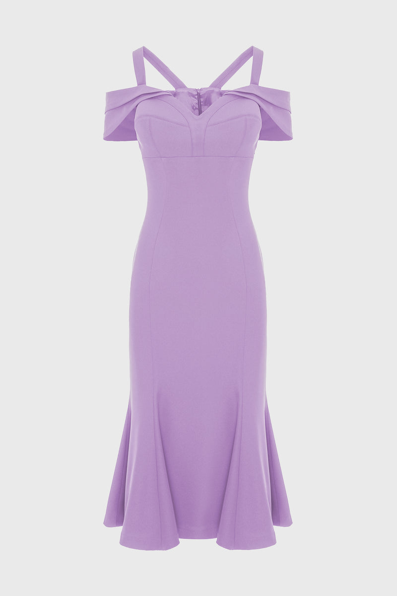 Rochie lavanda midi cu cupe retro Candy
