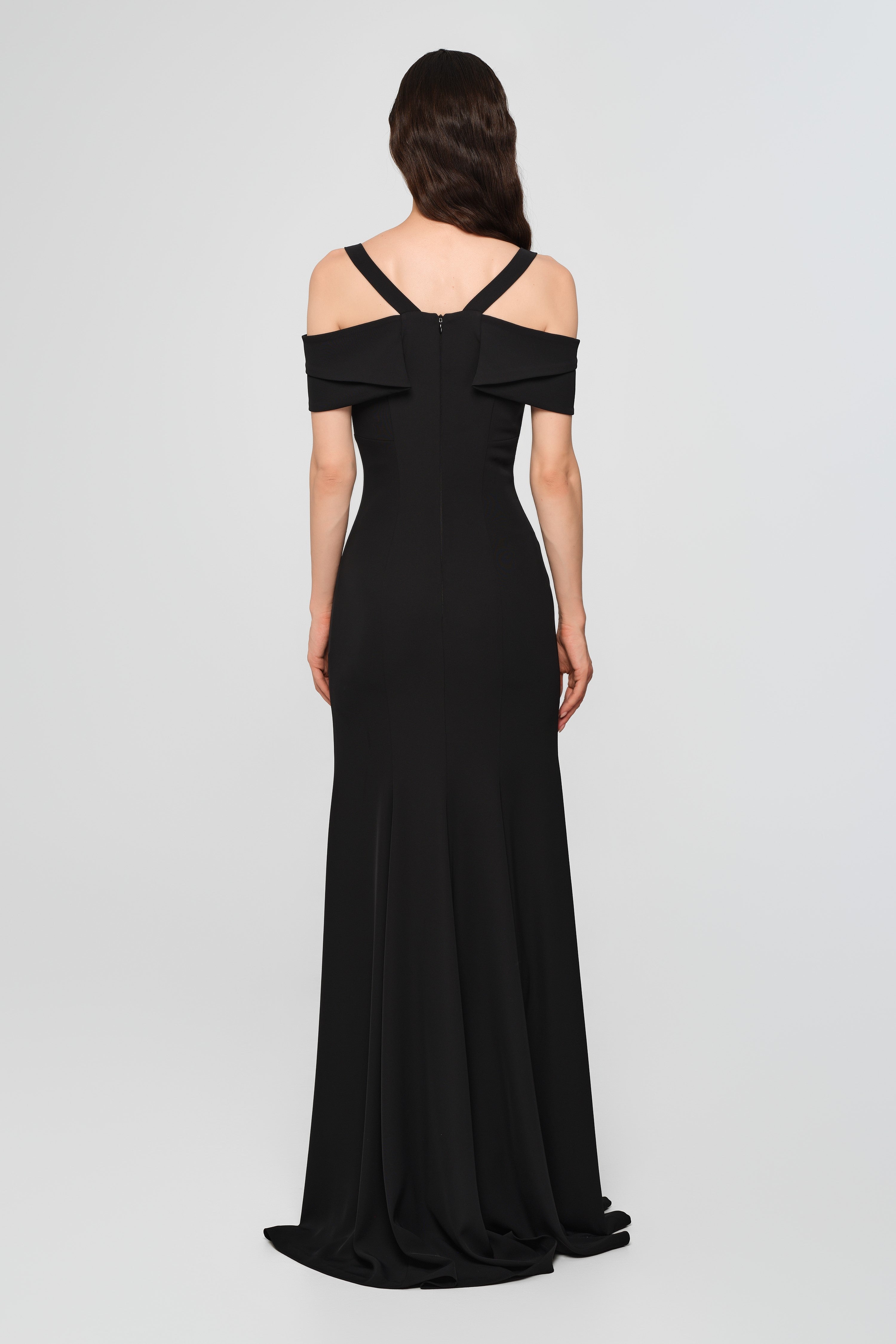 Rochie neagra lunga cu cupe retro Candy