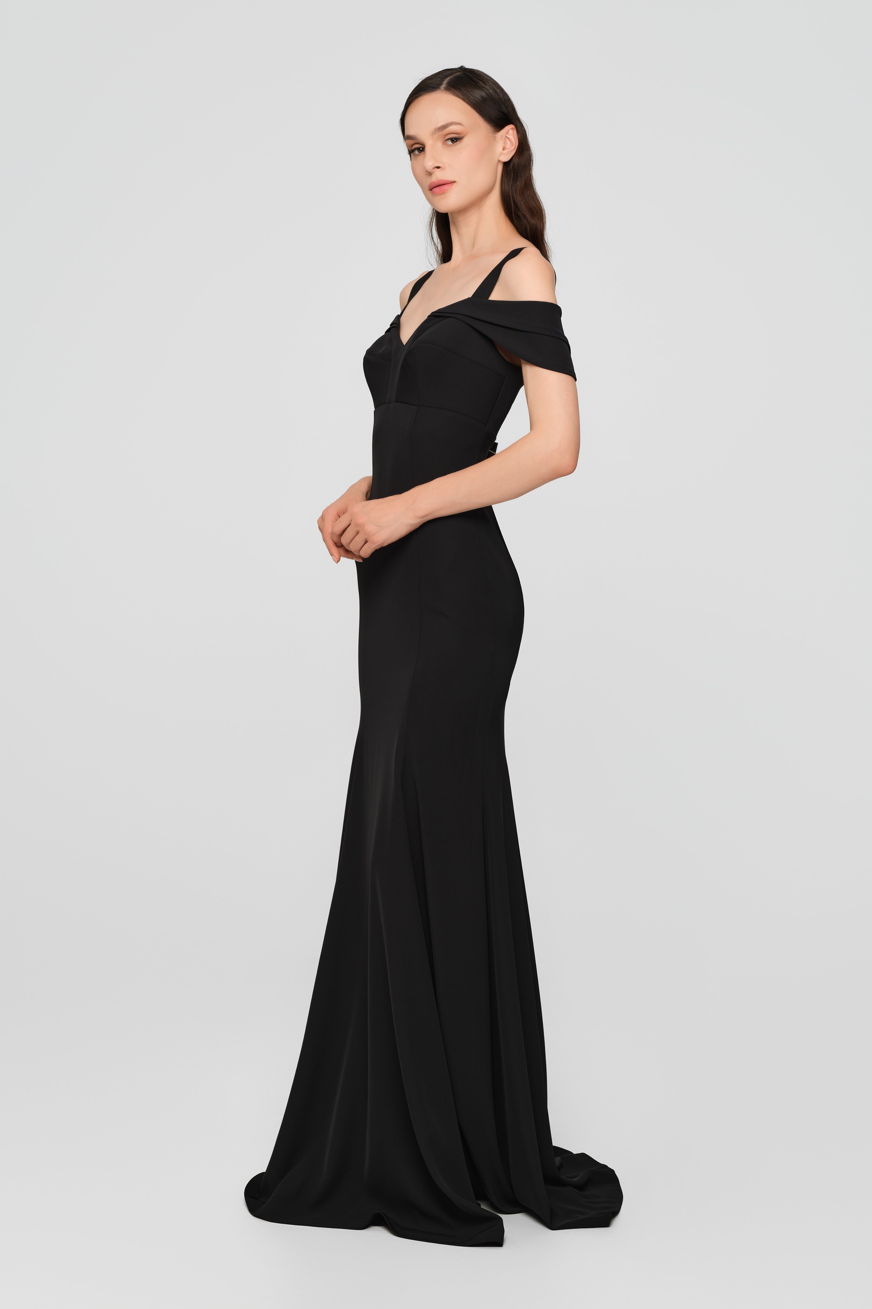 Rochie neagra lunga cu cupe retro Candy