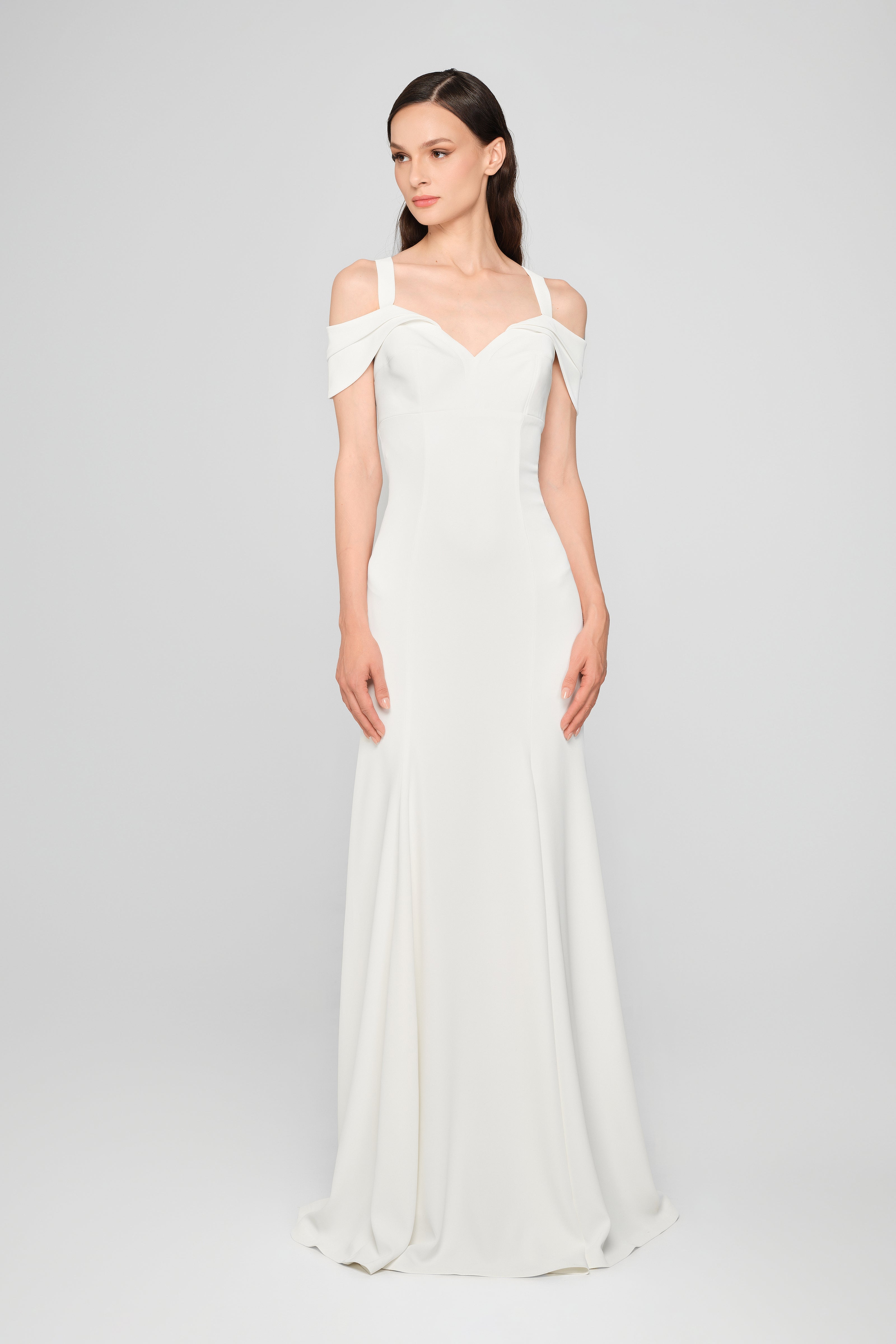 Rochie lunga alba cu cupe retro Candy