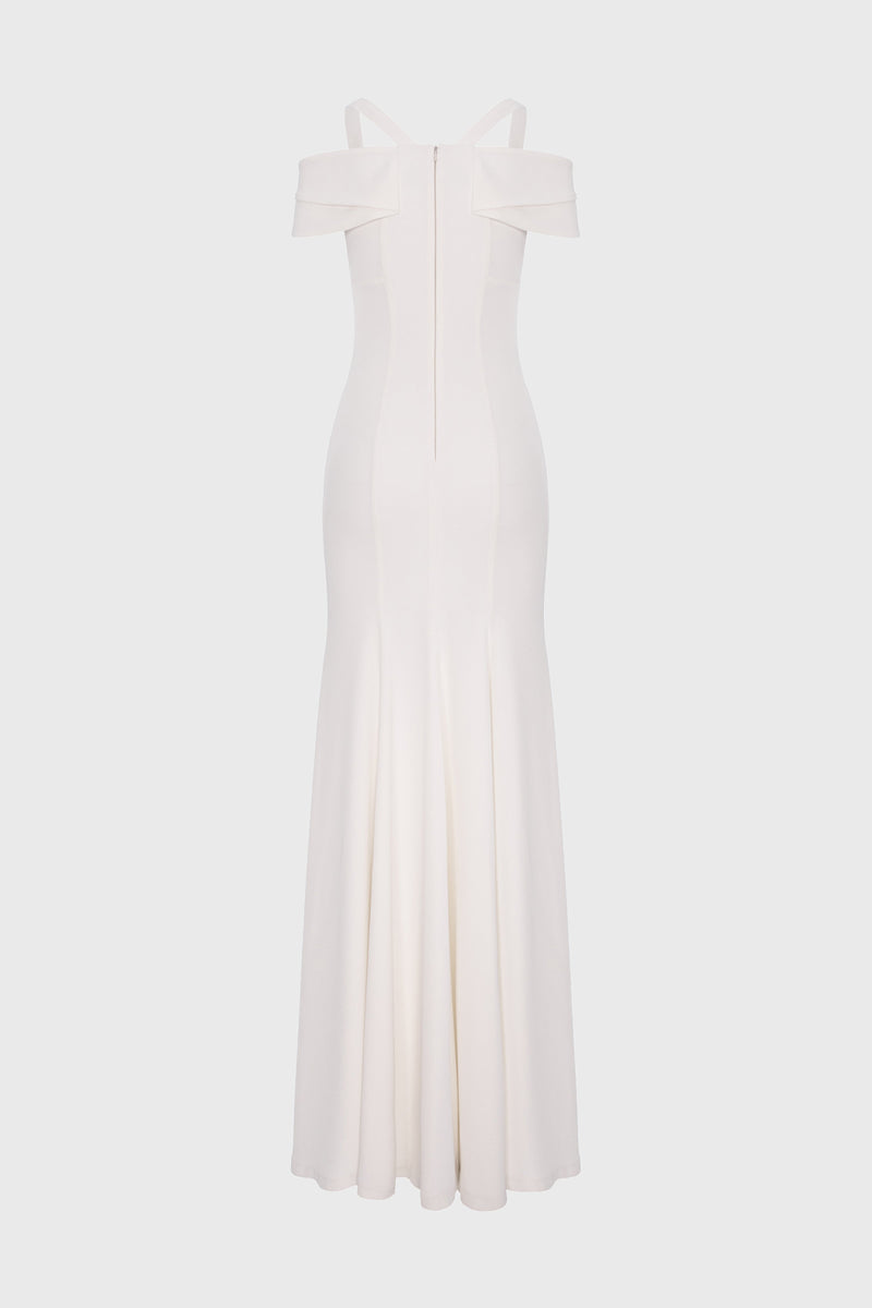 Rochie alba lunga cu cupe retro Candy