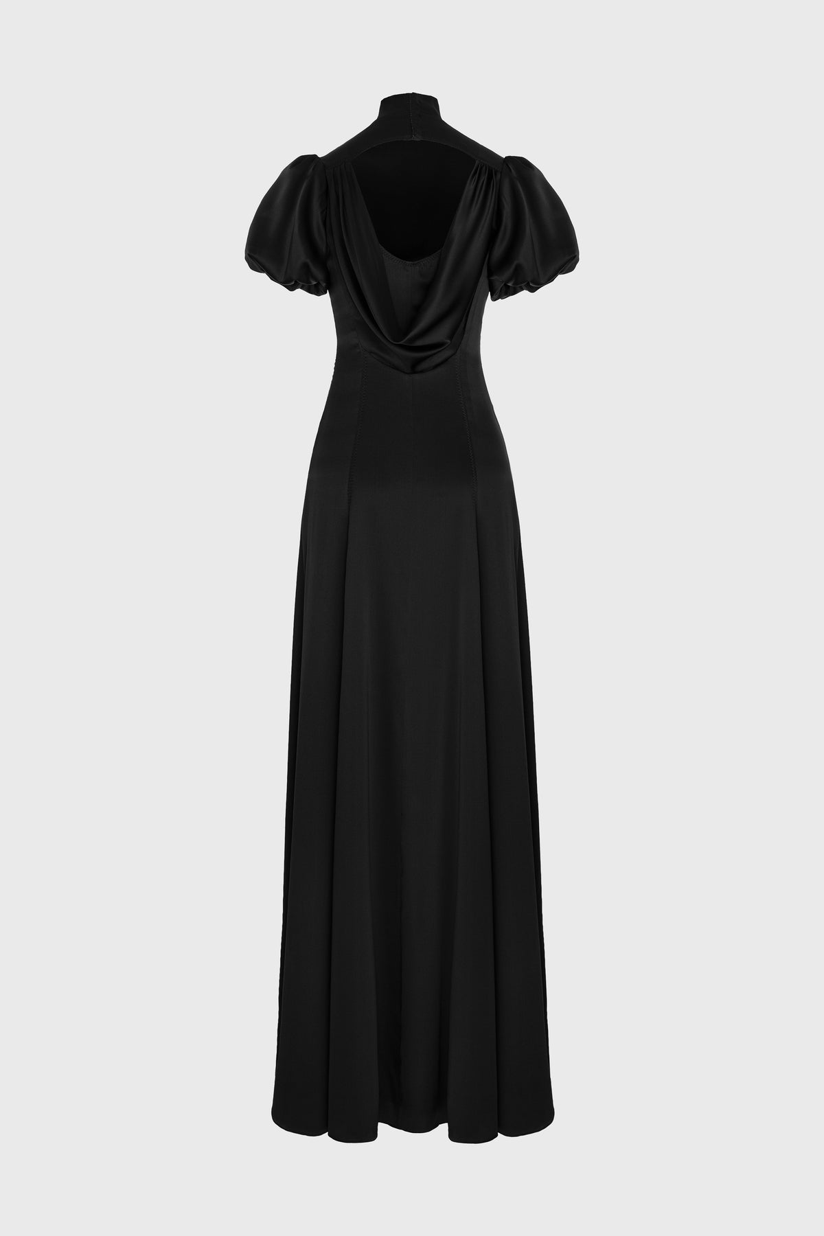 Rochie neagra lunga din matase cu corset Cast