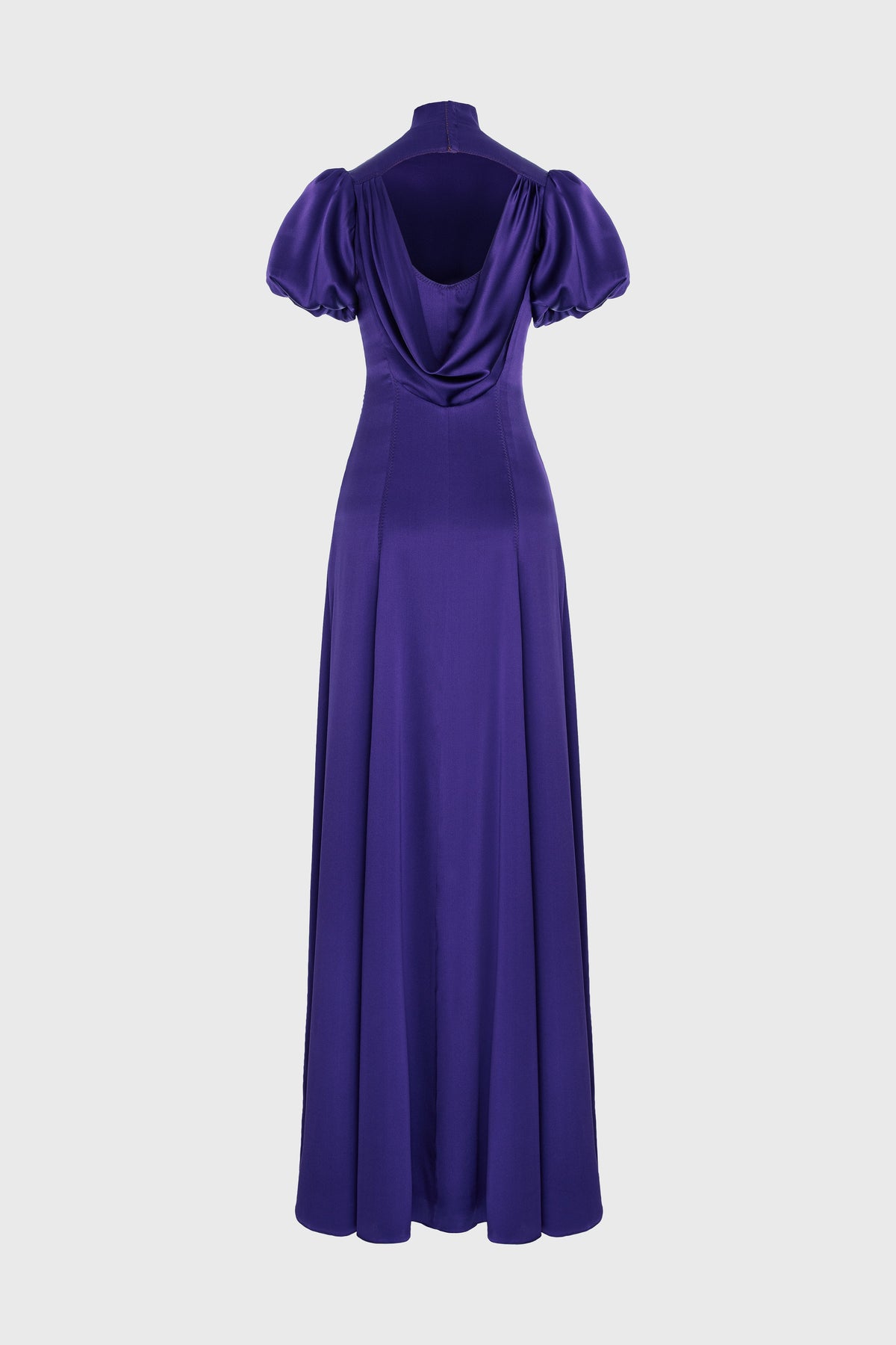 Rochie violet lunga din matase cu corset Cast