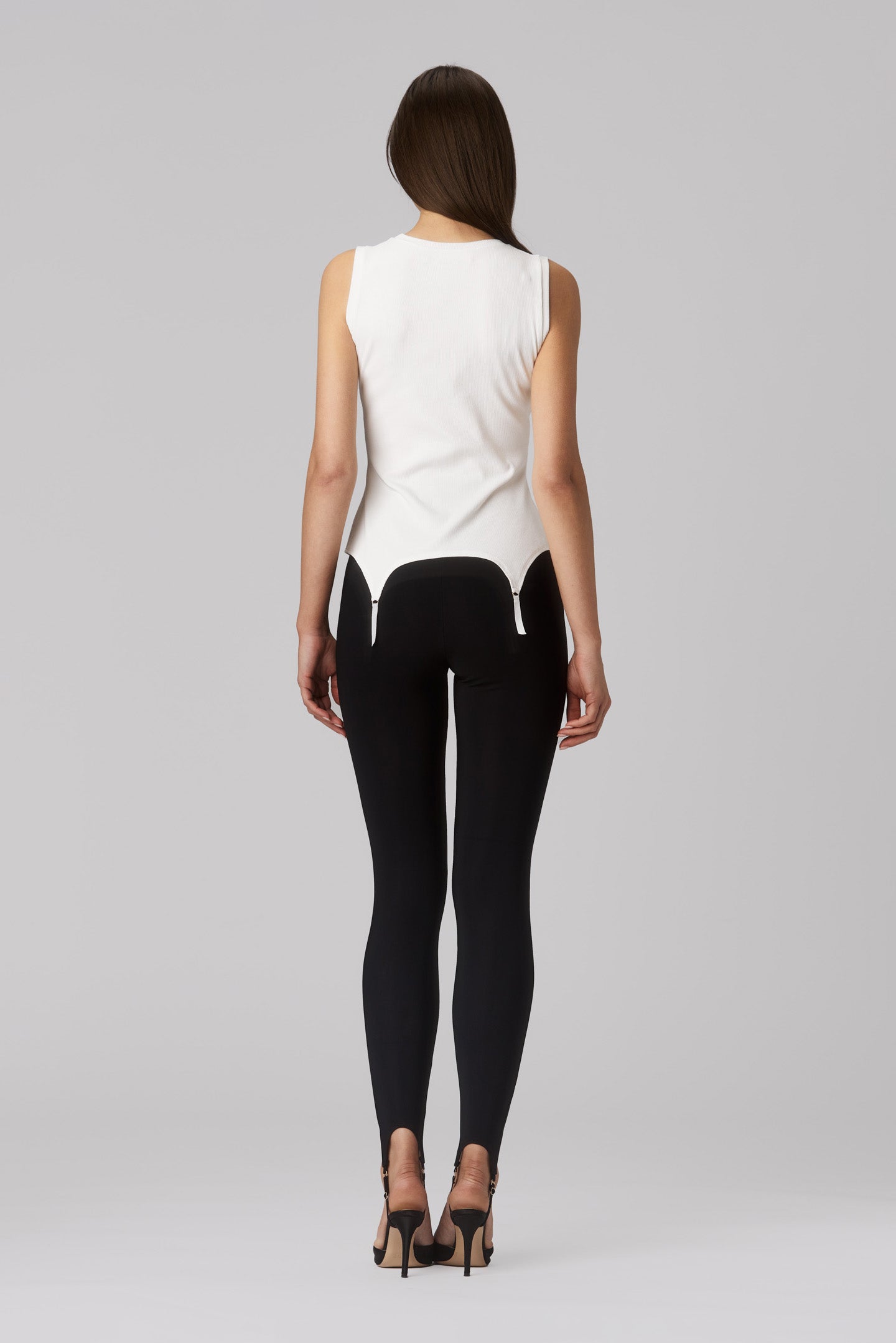 Top alb fara maneci reiat Garter