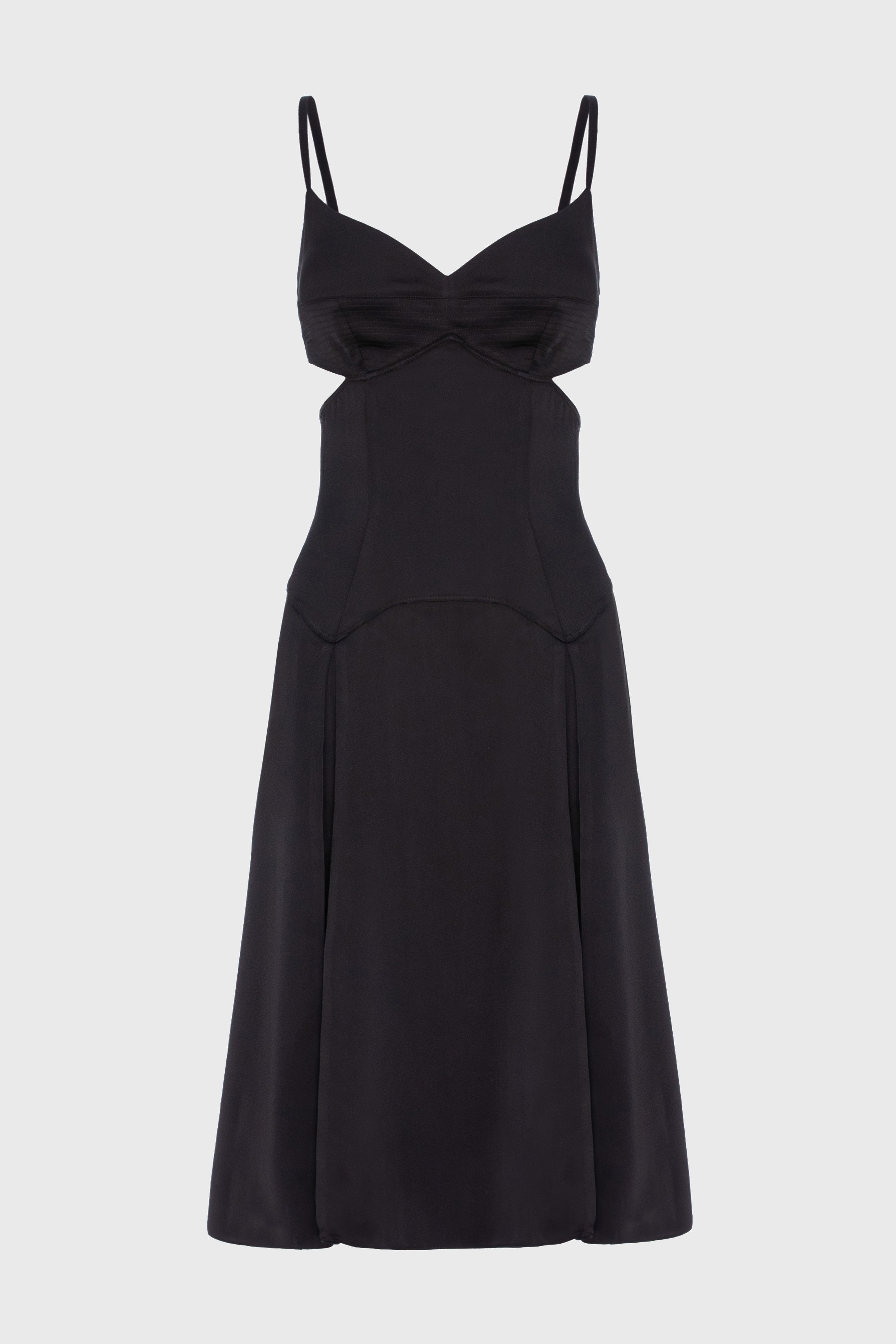 Rochie neagra midi din satin Escapade