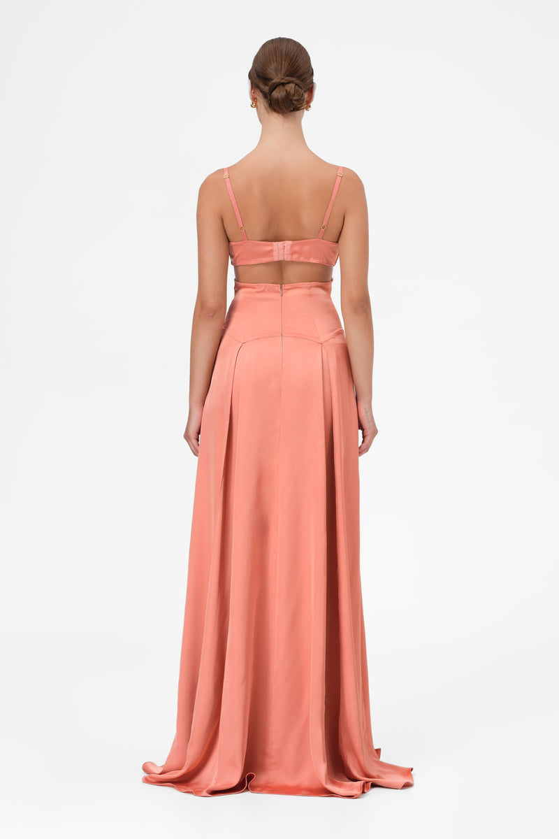 Rochie roz fad lunga din satin Escapade