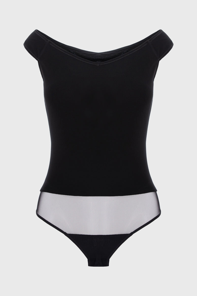 Body negru din tricot texturat de vascoza Explicit