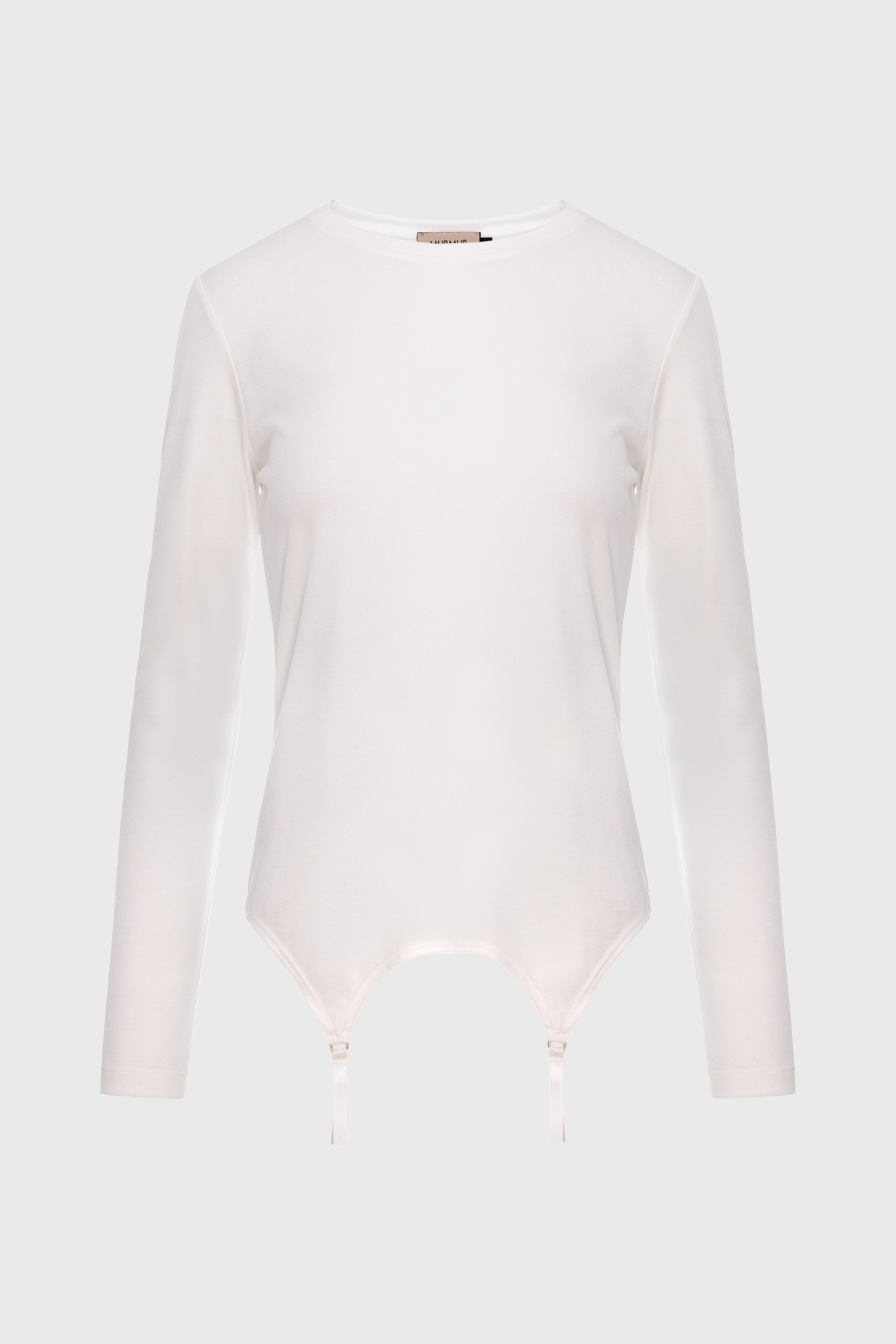 Bluza alba modal premium cu suspendere Garter