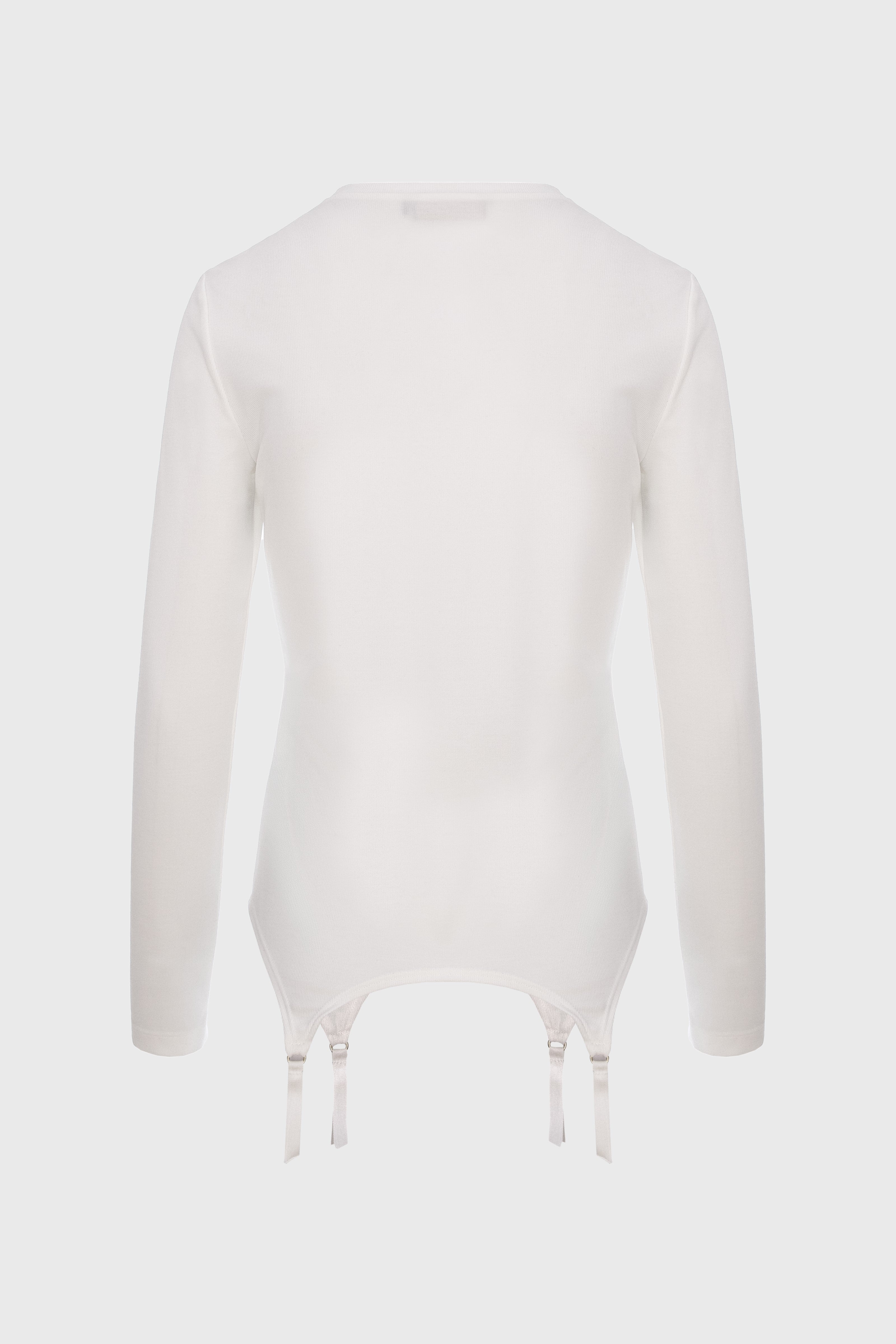 Bluza alba modal premium cu suspendere Garter