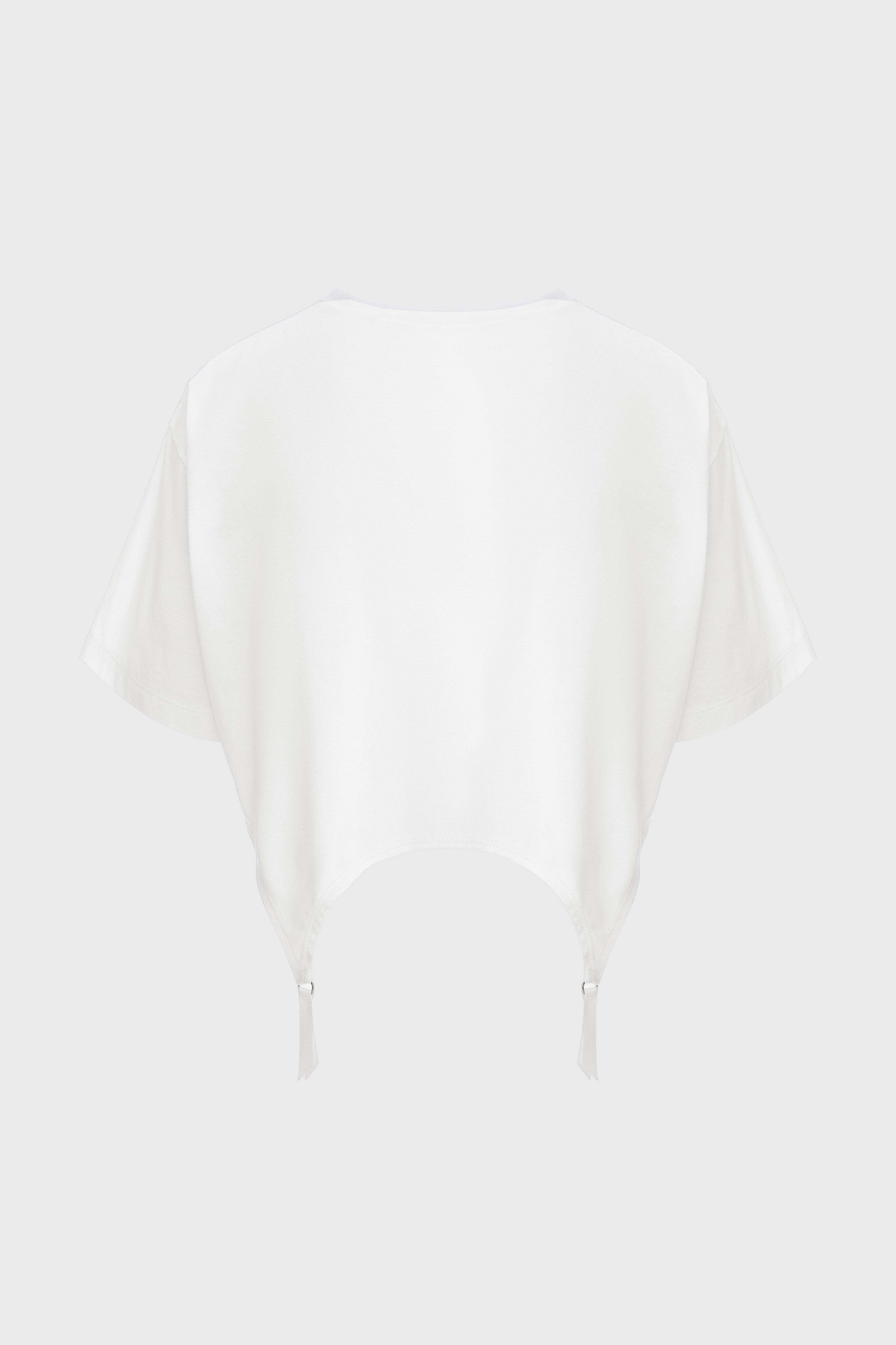 Tricou alb decupat Garter