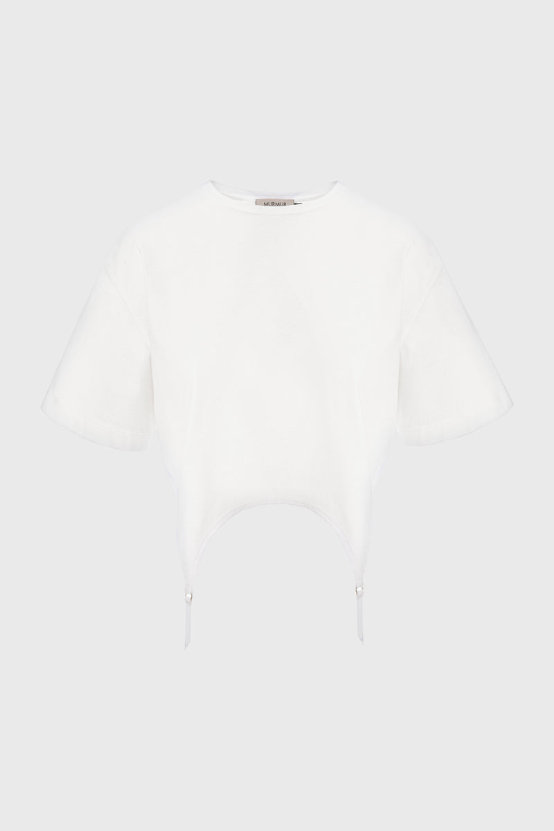 Tricou alb decupat Garter