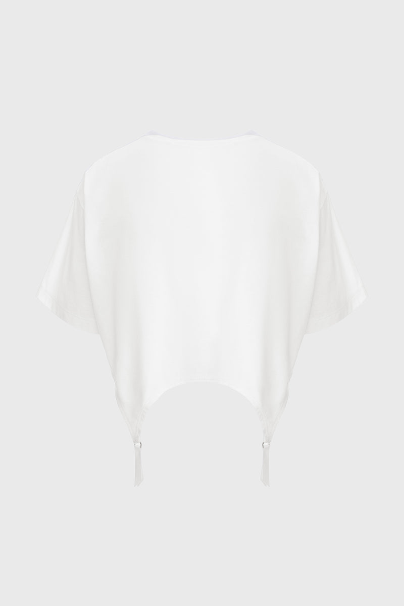 Tricou alb decupat Garter