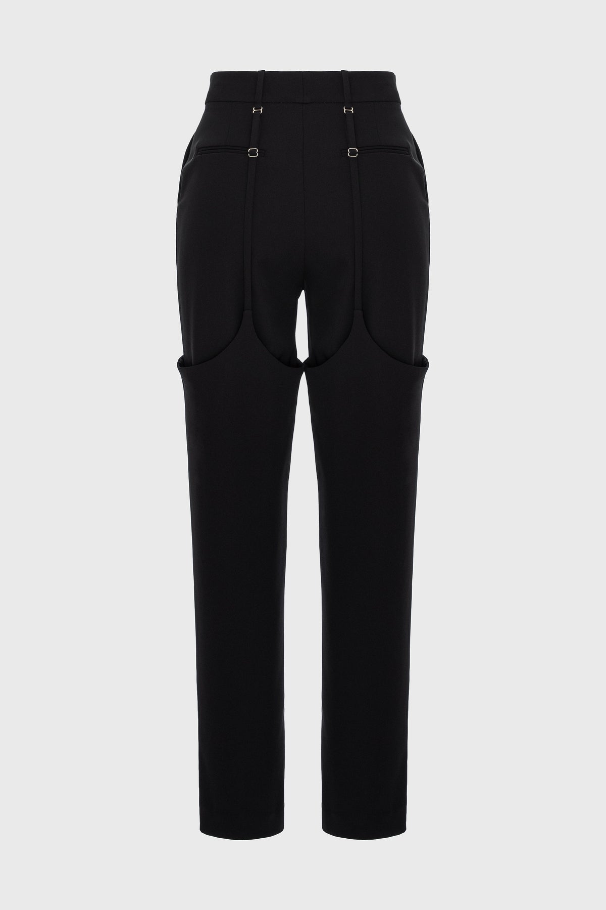 Pantaloni negri din lana cu efect de portjartier Garter