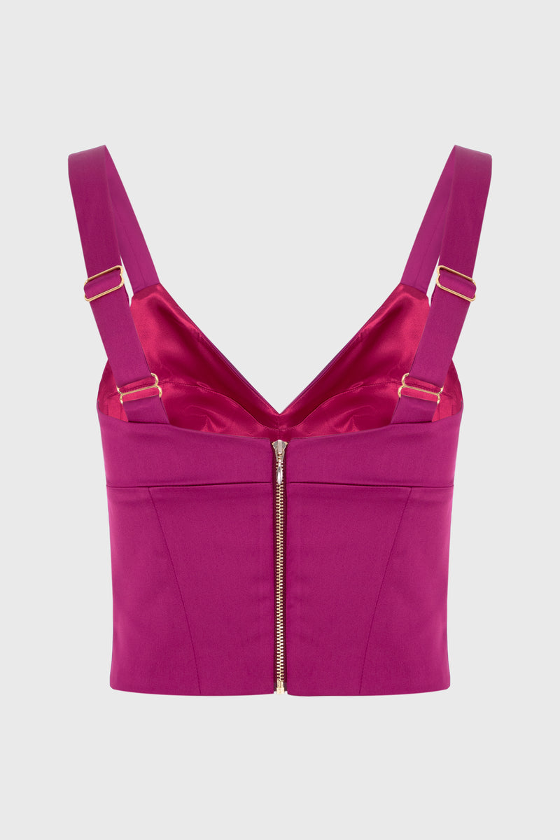 Corset roz intens din satin elastic Haze