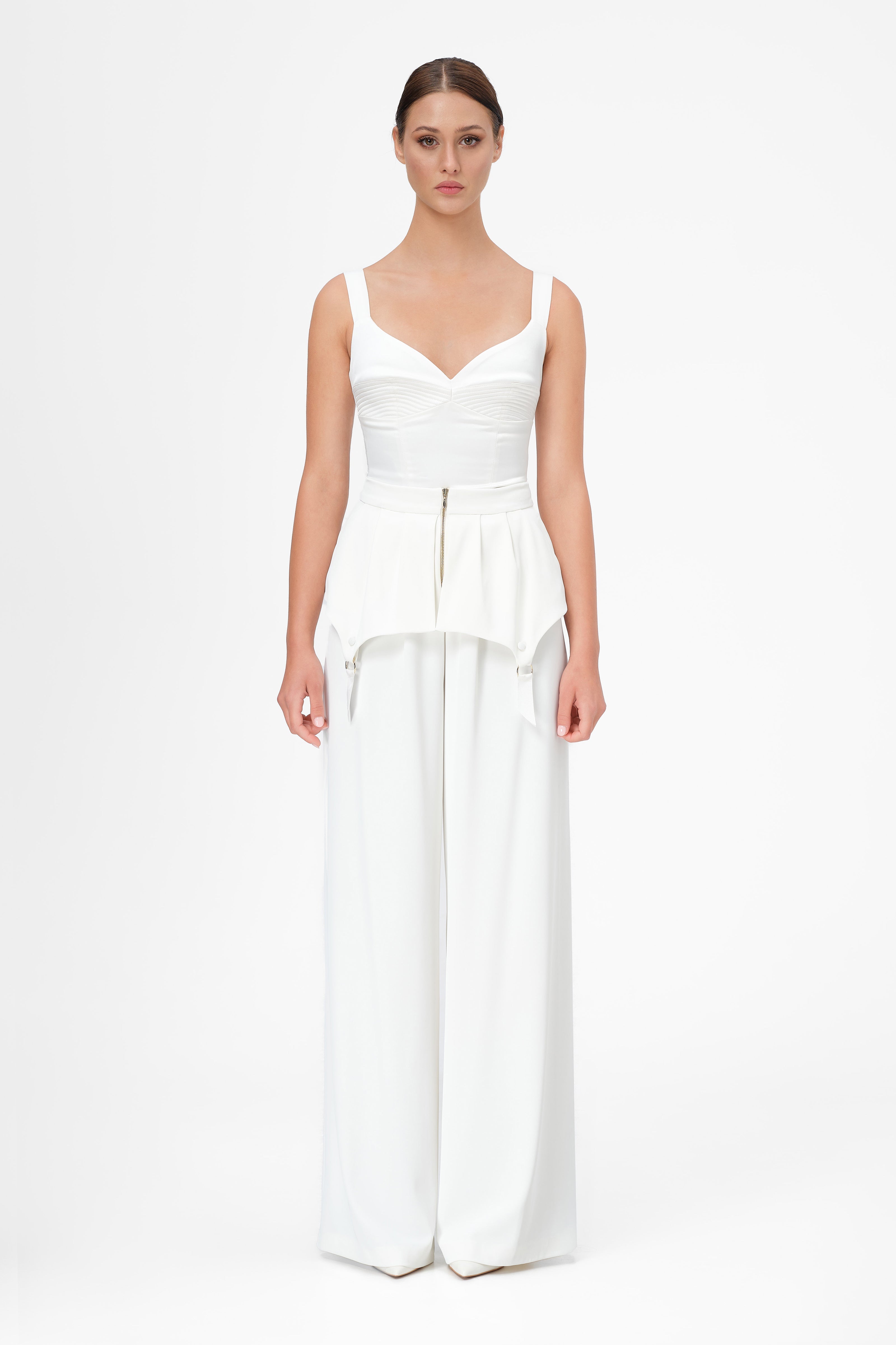 Corset alb din satin elastic Haze