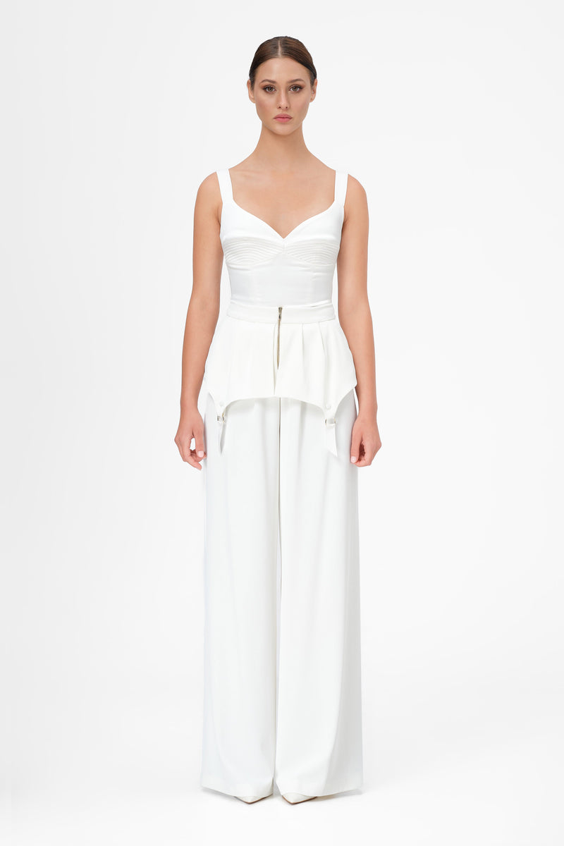 Corset alb din satin elastic Haze