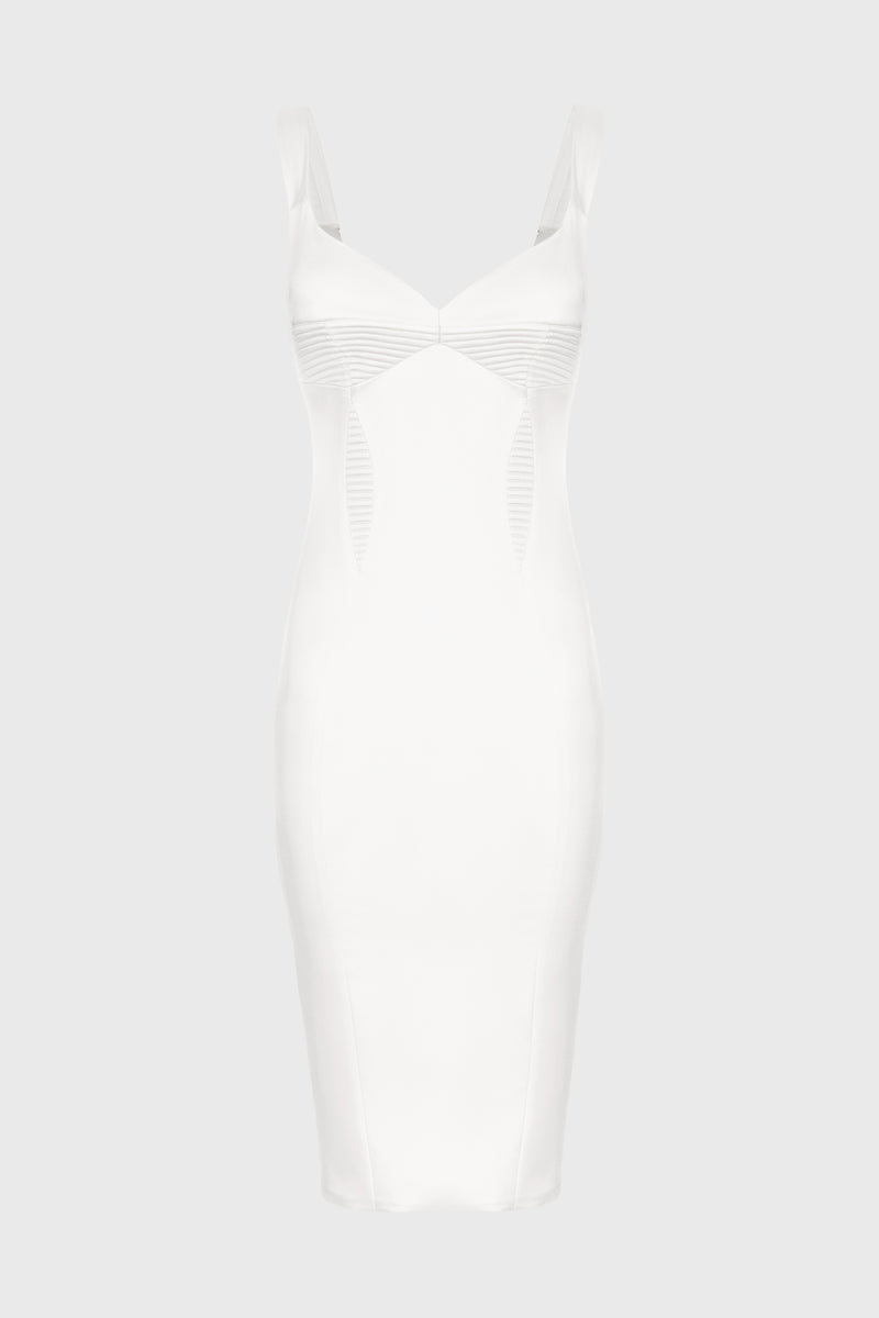 Rochie alba din satin elastic Haze