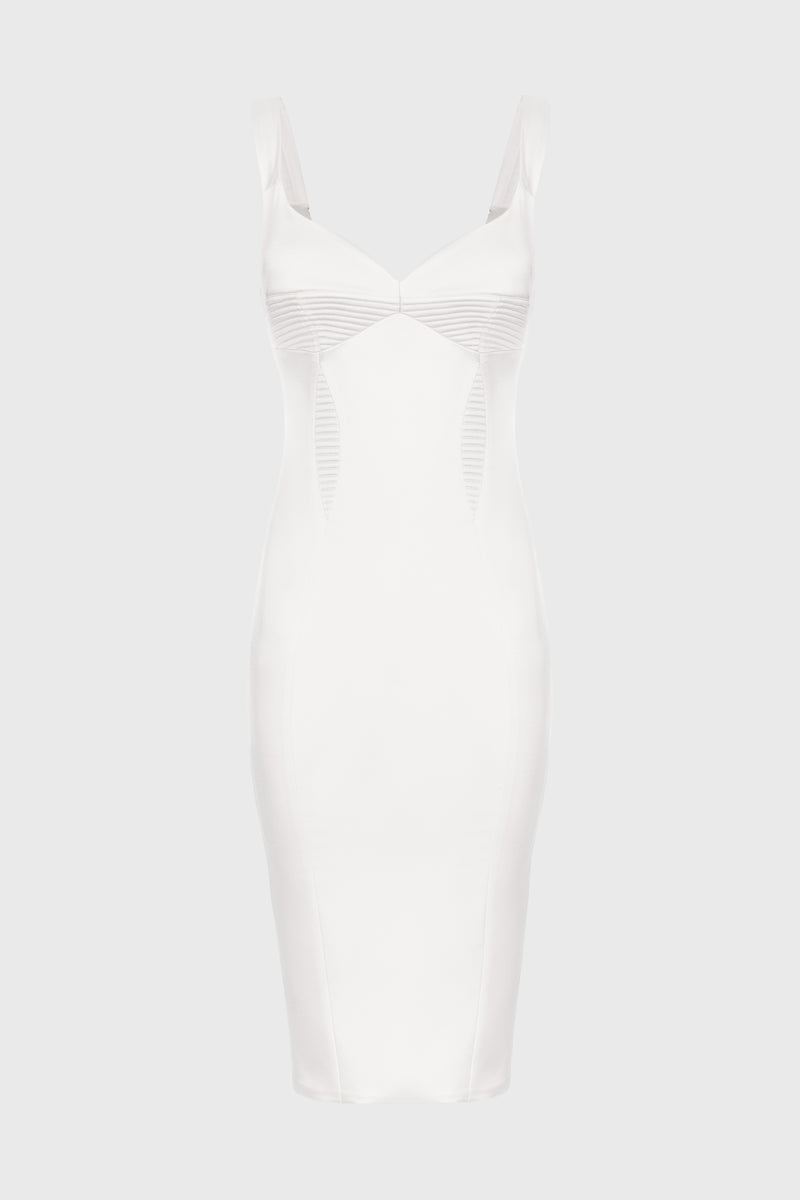Rochie alba din satin elastic Haze