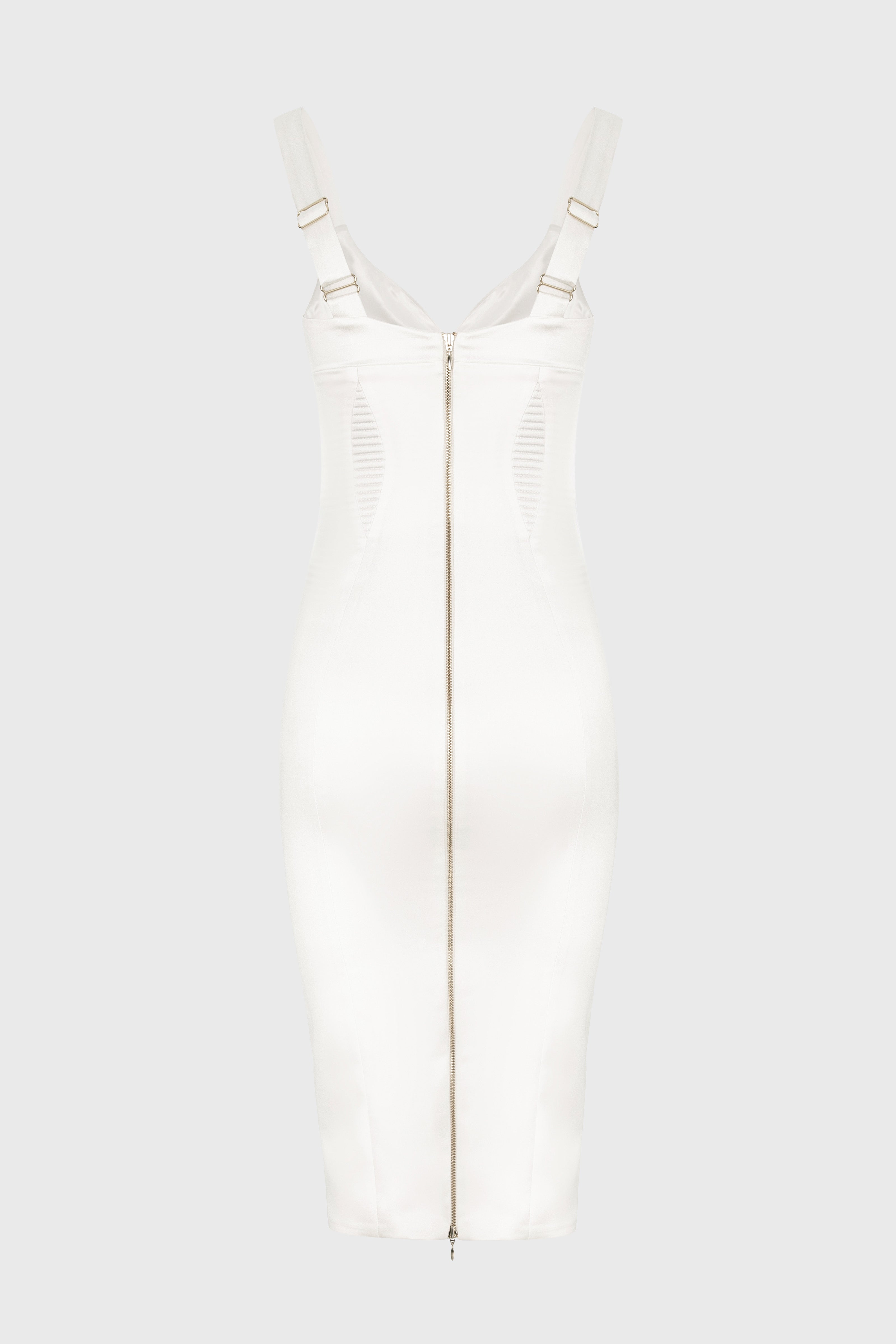 Rochie alba din satin elastic Haze