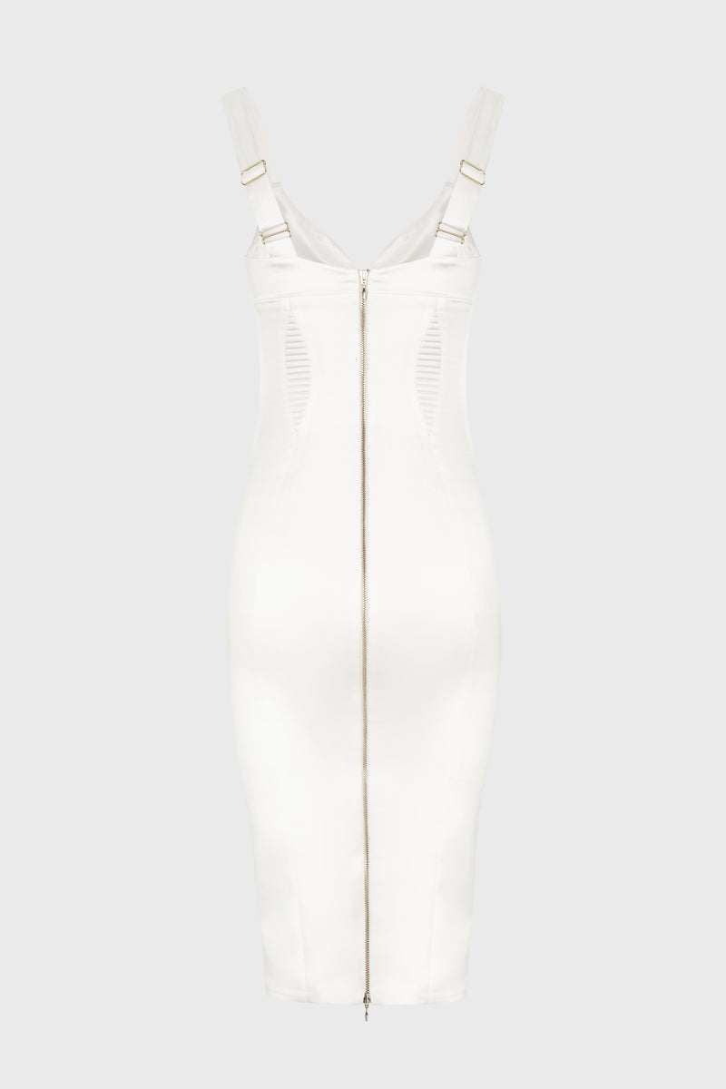 Rochie alba din satin elastic Haze