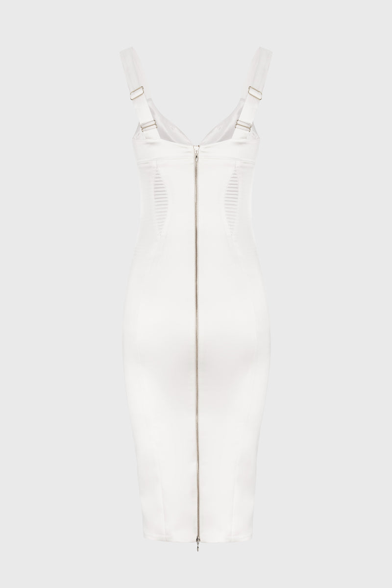 Rochie alba din satin elastic Haze