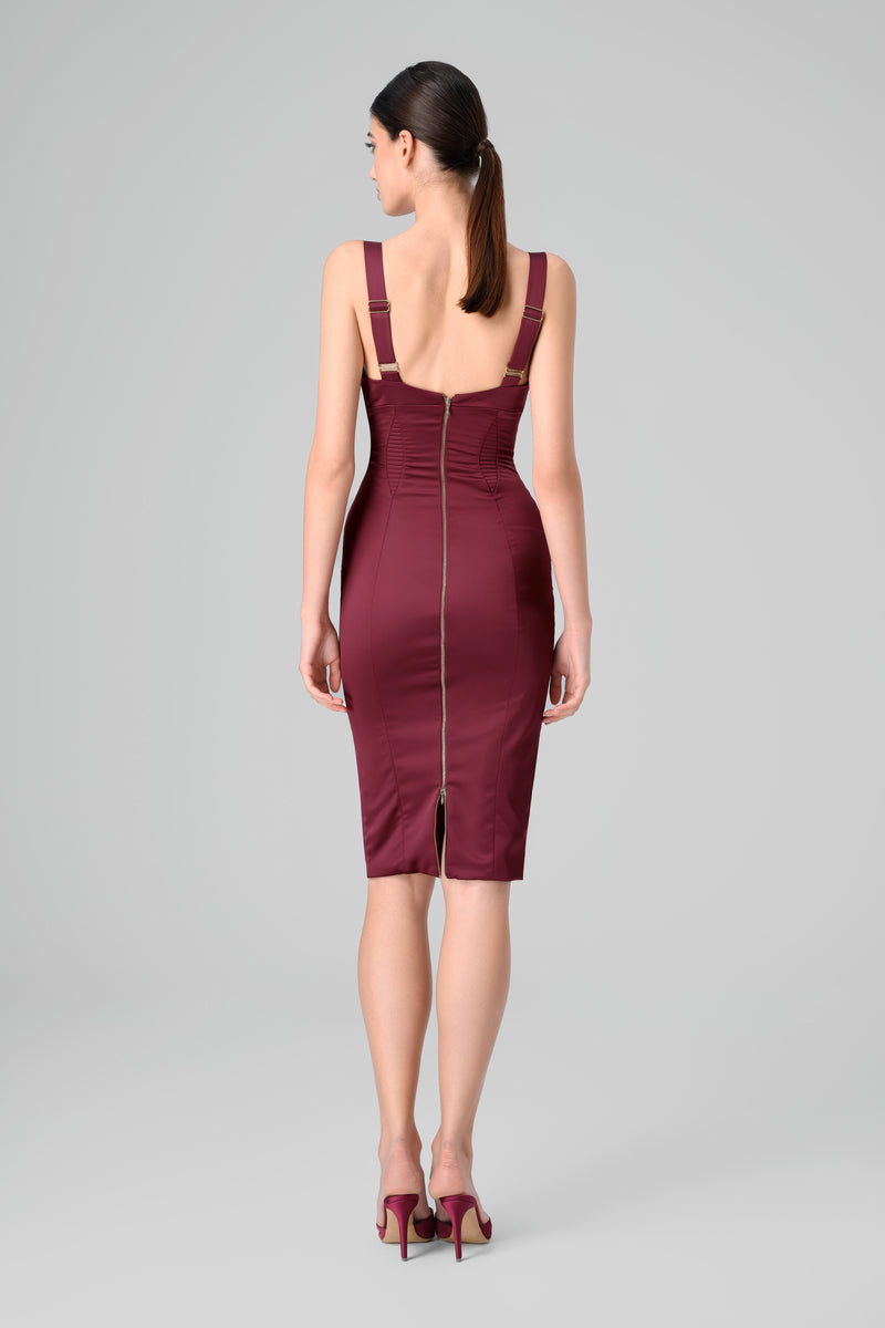 Rochie rosu burgund din satin elastic Haze
