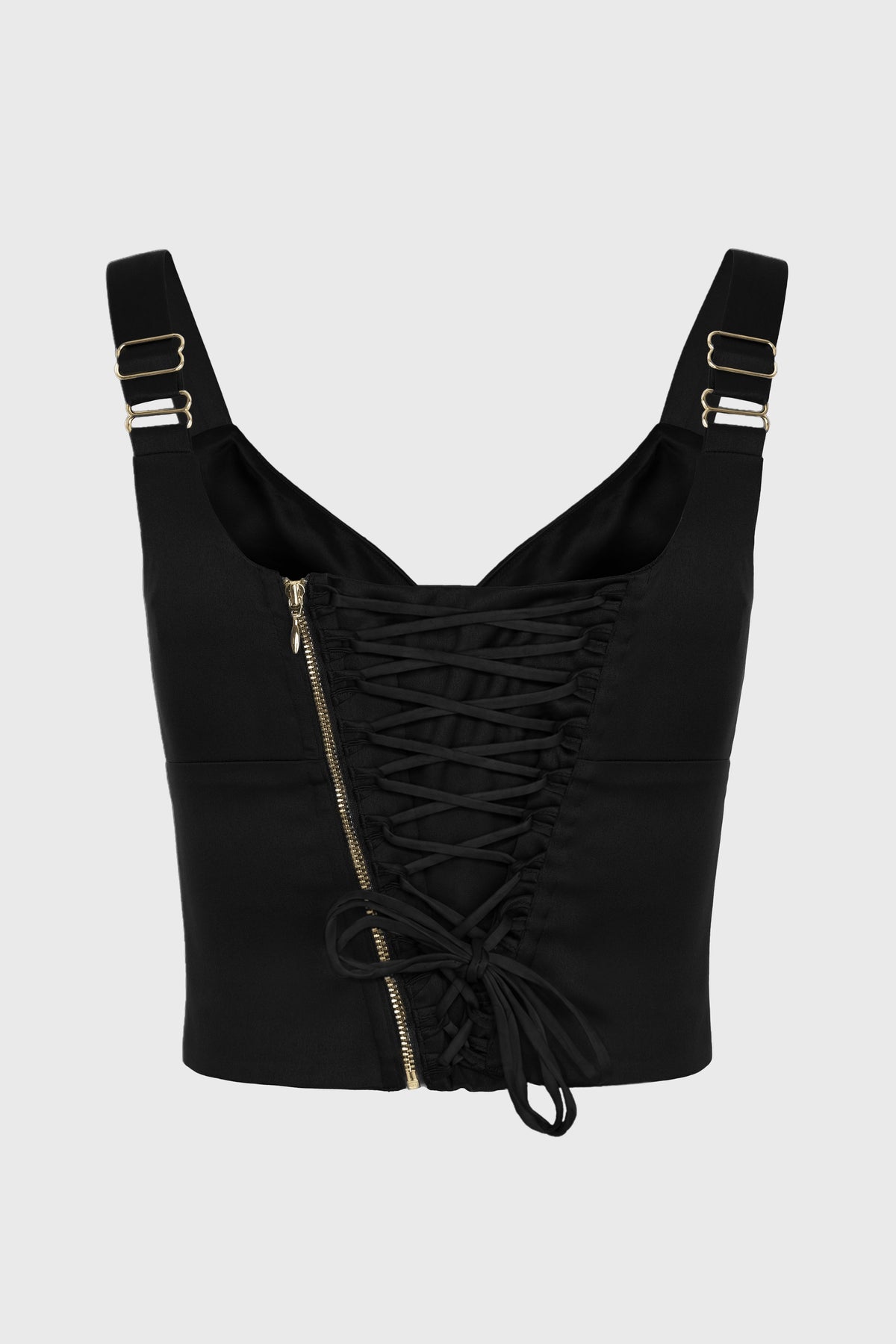 Corset negru din satin cu insiretare Haze