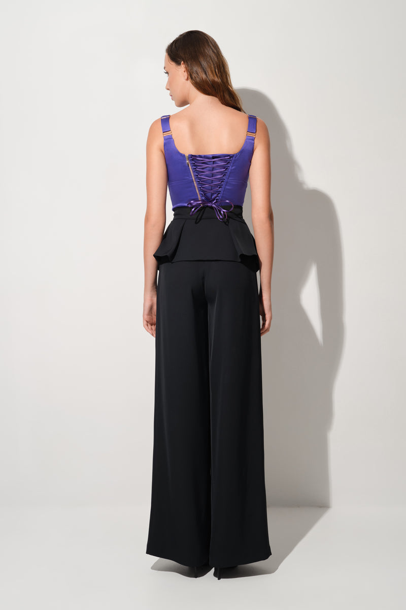 Corset violet din satin cu insiretare Haze