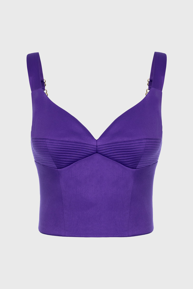 Corset violet din satin cu insiretare Haze